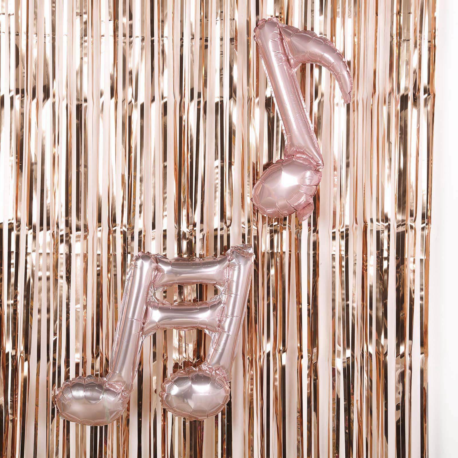 Rose Gold Metallic Tinsel Foil Fringe Doorway Curtain Party Backdrop 8ft - Image 9