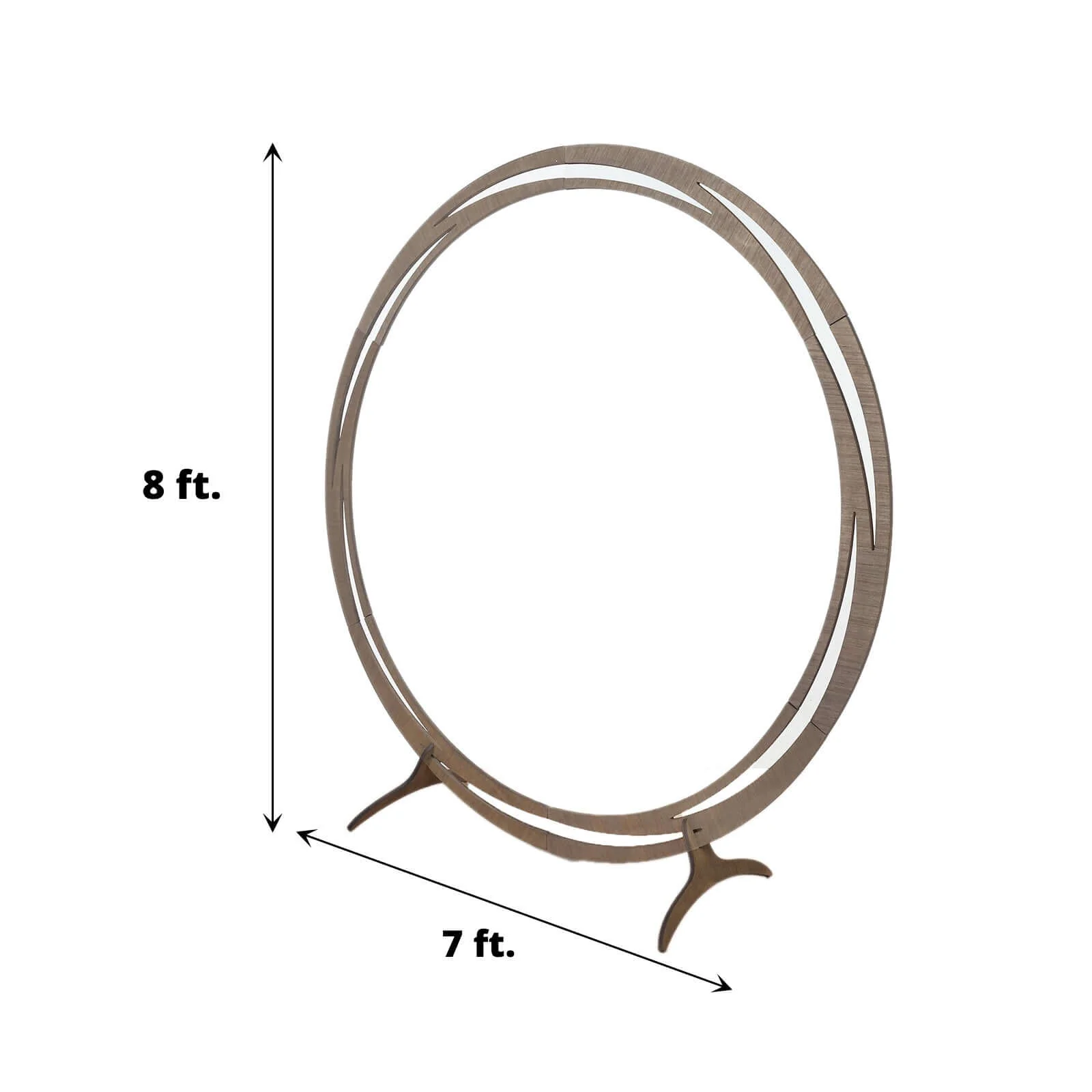 Rustic Natural Brown Wood Wedding Arch Photo Backdrop Stand, DIY Round Event Party Arbor 8ft - Image 3