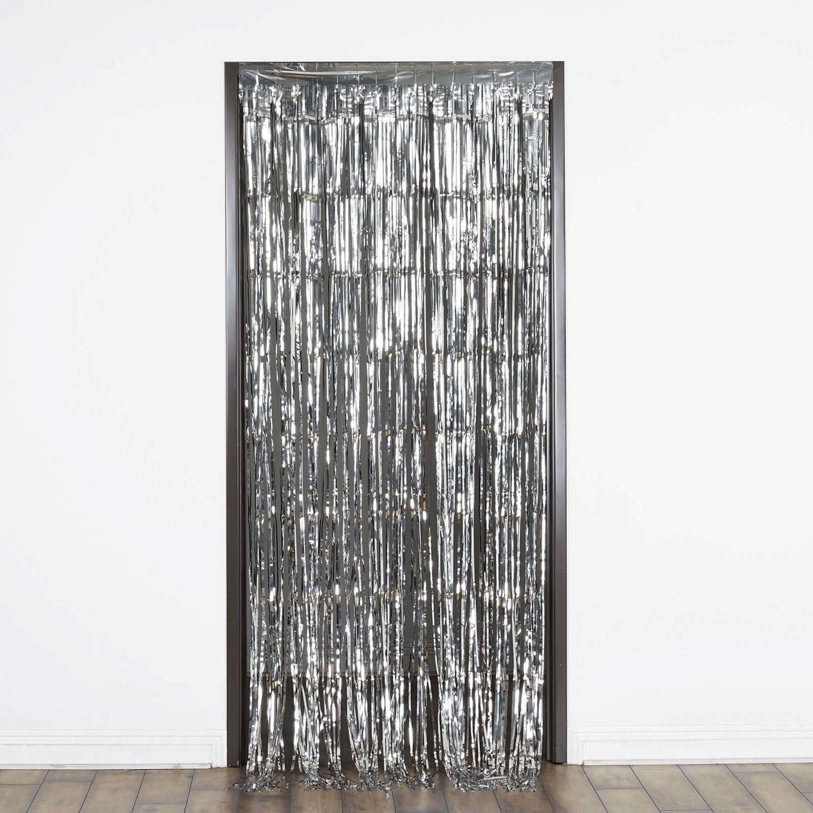 Silver Metallic Tinsel Foil Fringe Doorway Curtain Party Backdrop 8ft - Image 6