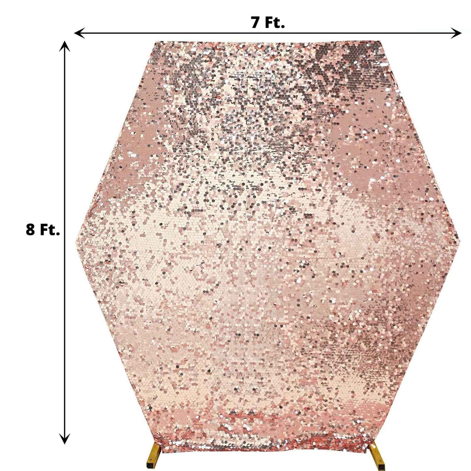 Rose Gold Big Payette Sequin Sparkly Hexagon Wedding Arch Cover 8ftx7ft - Image 3