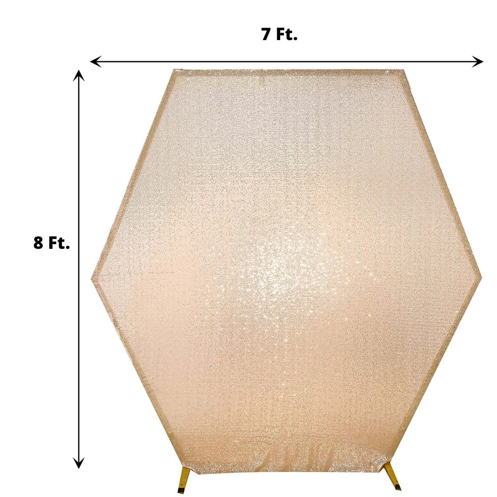 Rose Gold Sparkle Sequin Hexagon Wedding Arch Cover, Shiny Shimmer 2-Sided Custom Fit Backdrop Stand Cover 8ftx7ft - Image 3