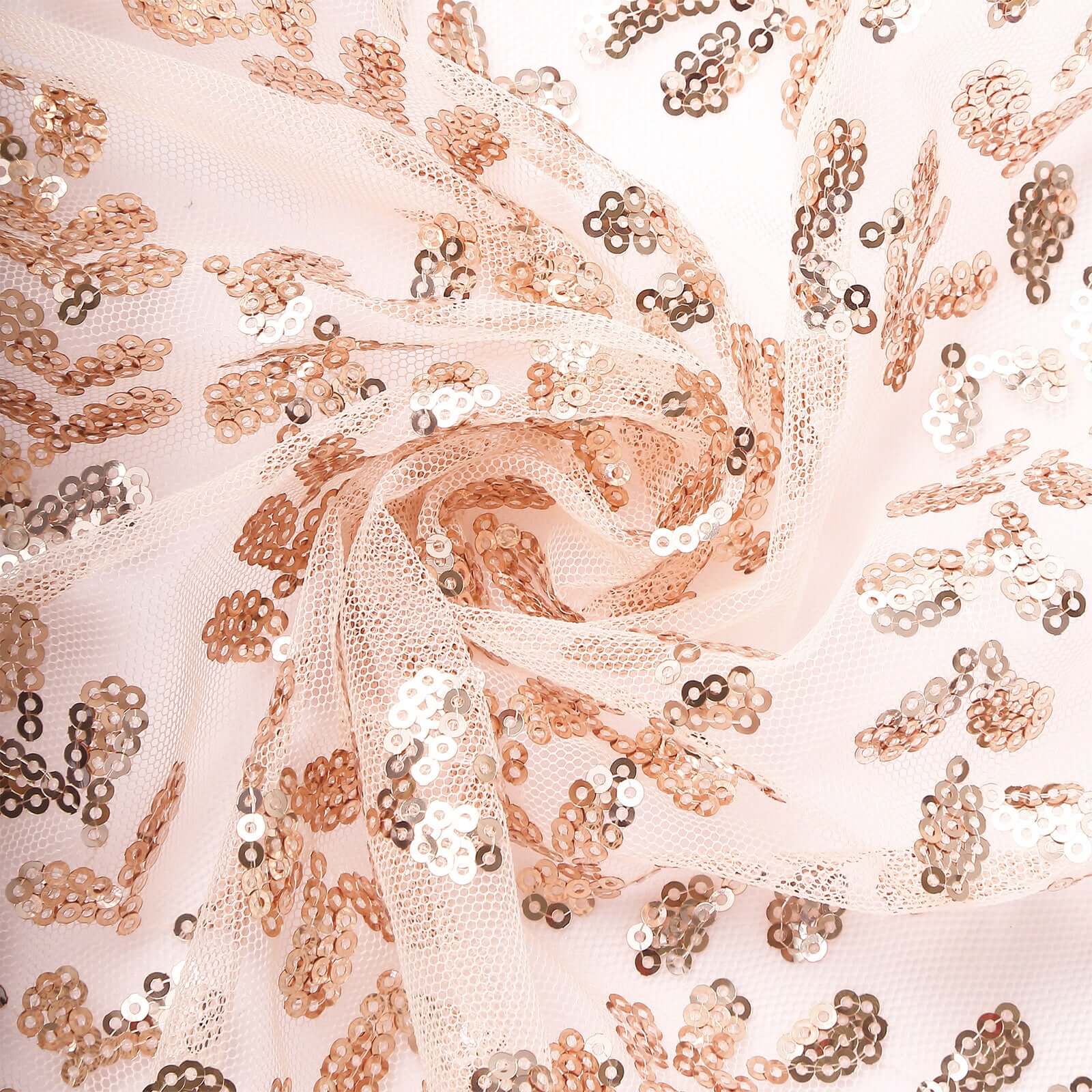 Rose Gold Embroider Sequin Backdrop Drape Curtain, Sparkly Sheer Event Divider Panel With Embroidery Leaf - 8ftx8ft - Image 10