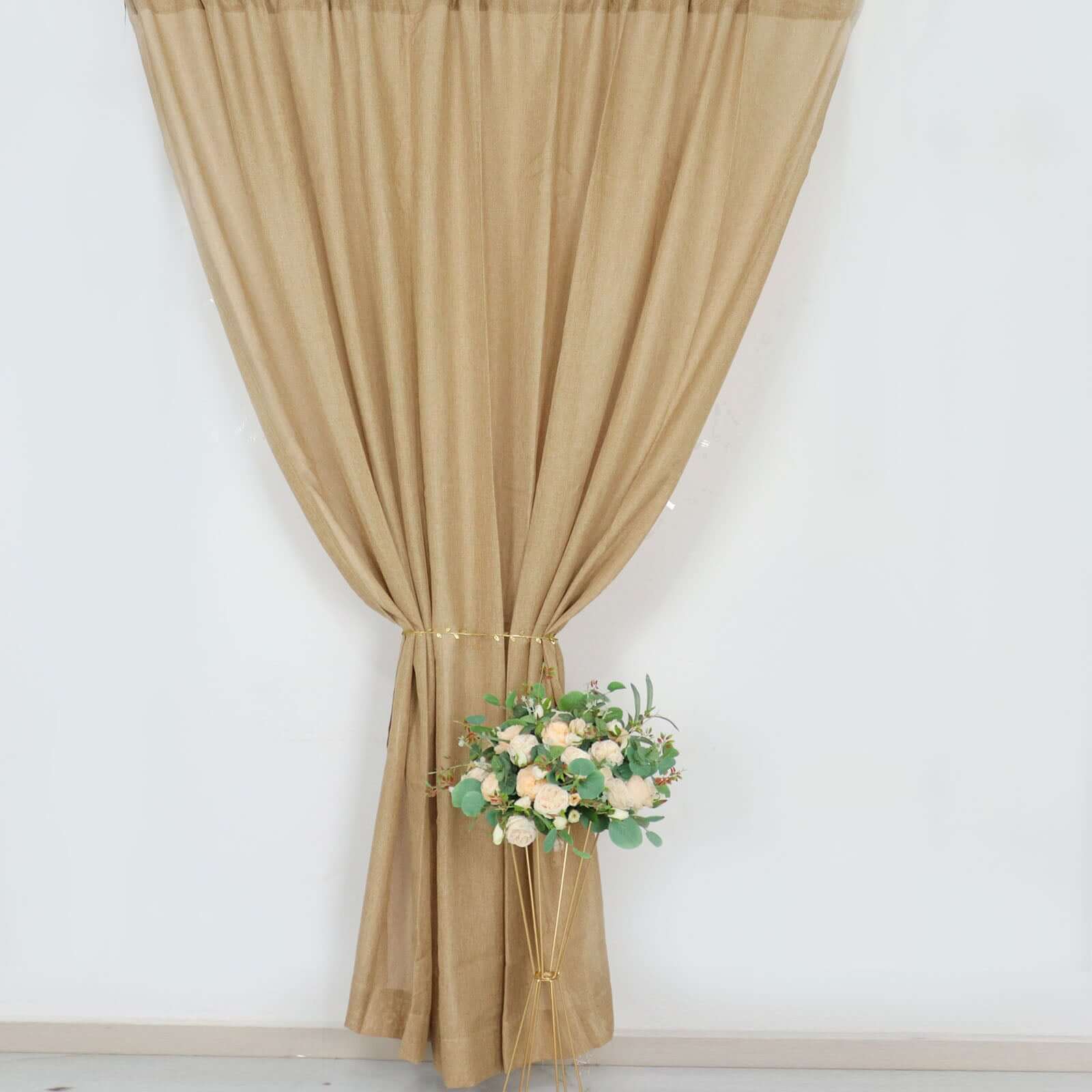 Rustic Faux Burlap Backdrop Drape Curtain, Natural Jute Photo Booth Event Divider Panel With Rod Pocket - 8ftx8ft - Image 7