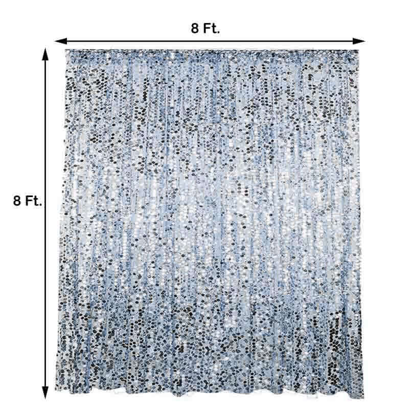 Dusty Blue Big Payette Sequin Backdrop Drape Curtain, Photo Booth Event Divider Panel - 8ftx8ft - Image 3