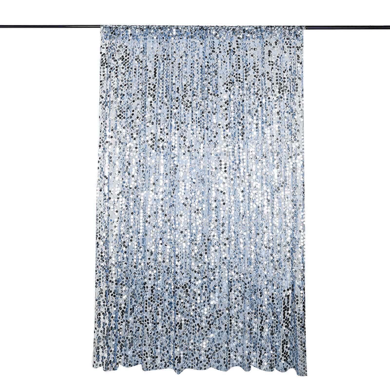 Dusty Blue Big Payette Sequin Backdrop Drape Curtain, Photo Booth Event Divider Panel - 8ftx8ft - Image 6