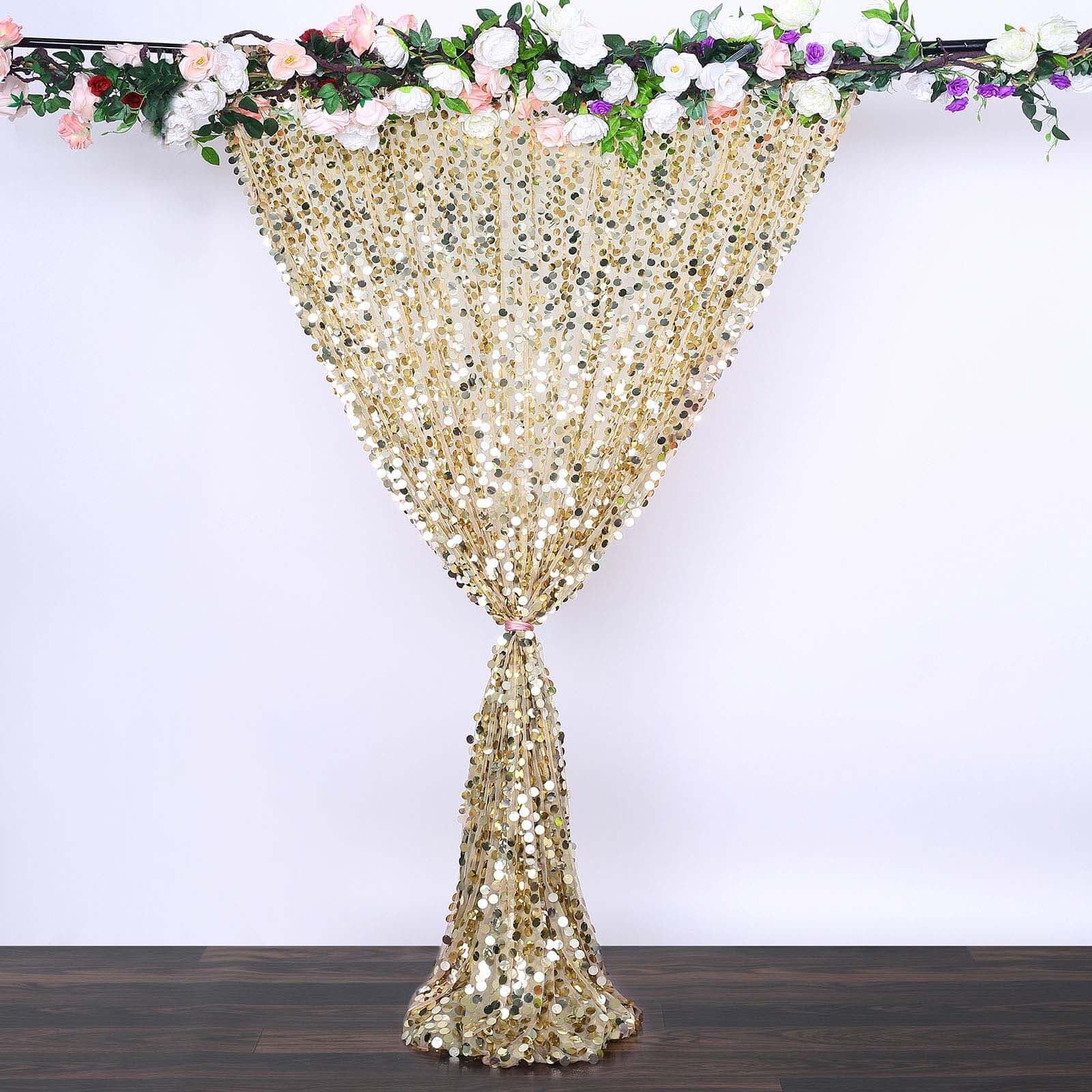 Champagne Big Payette Sequin Backdrop Drape Curtain, Photo Booth Event Divider Panel - 8ftx8ft - Image 2