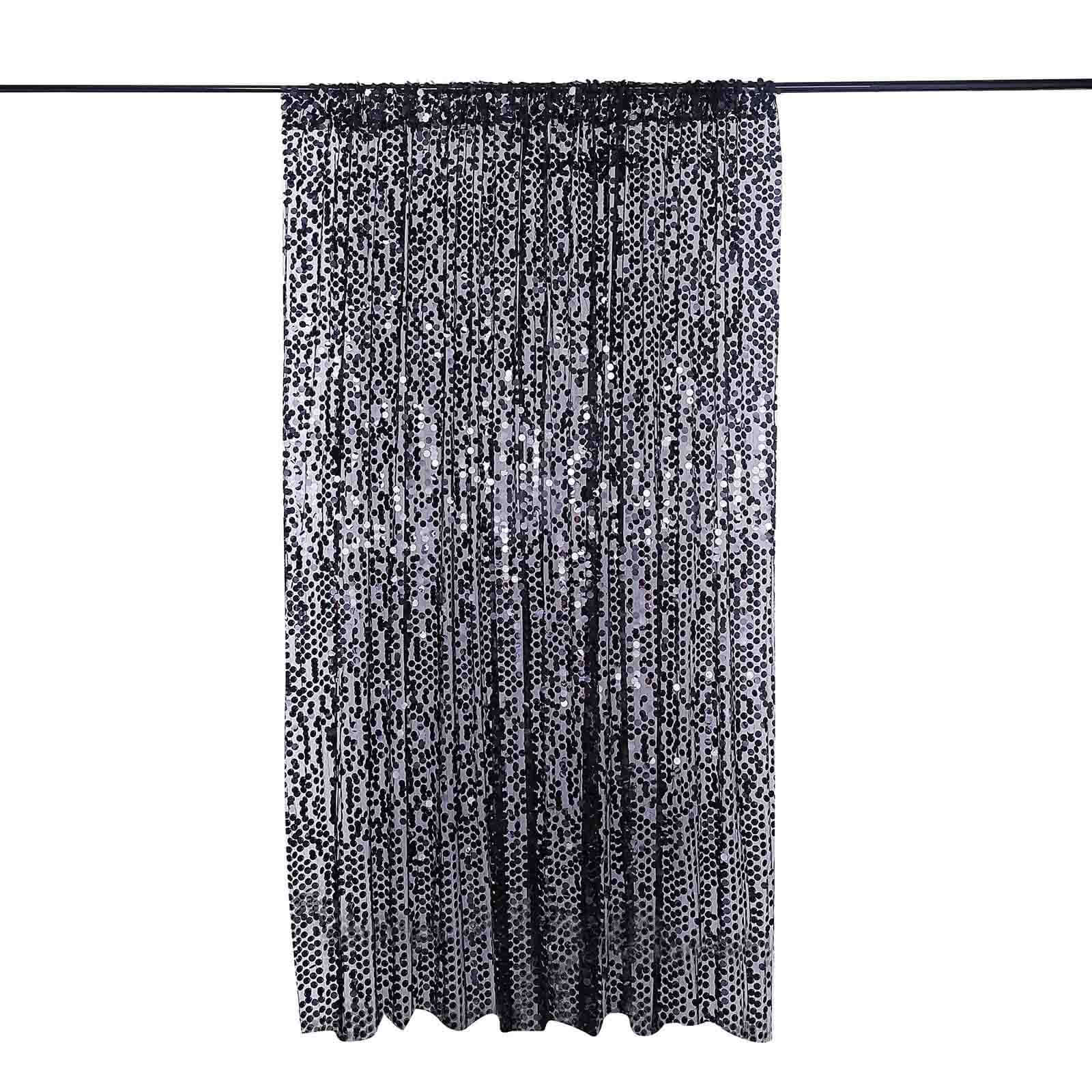 Black Big Payette Sequin Backdrop Drape Curtain, Photo Booth Event Divider Panel - 8ftx8ft - Image 7
