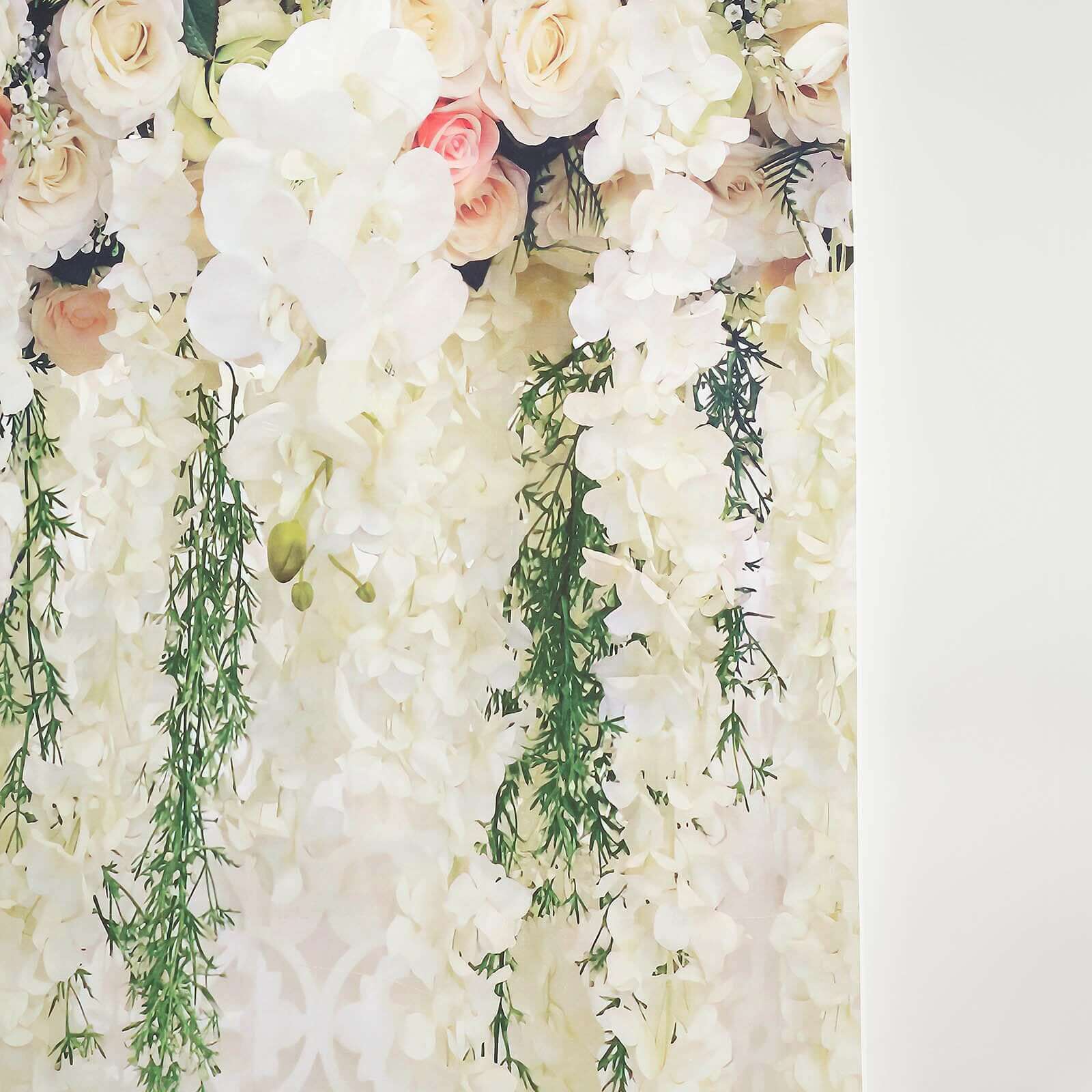 White Rose and Flowers Floral Print Vinyl Photography Backdrop 8ftx8ft - Image 8