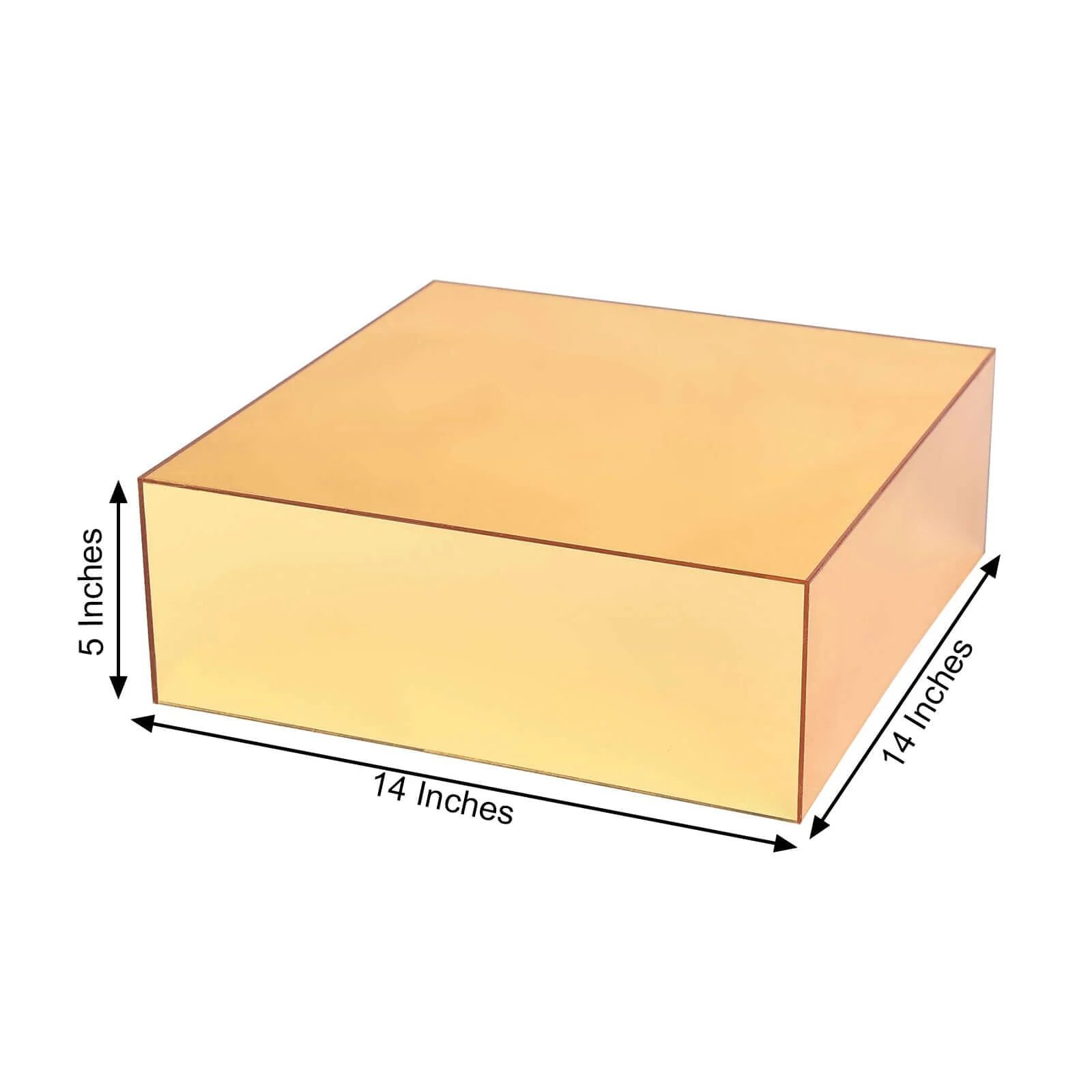 Acrylic Cake Box Stand Pedestal Riser 14"x14" Mirror Finish Gold - Hollow Bottom Display for Desserts - Image 3