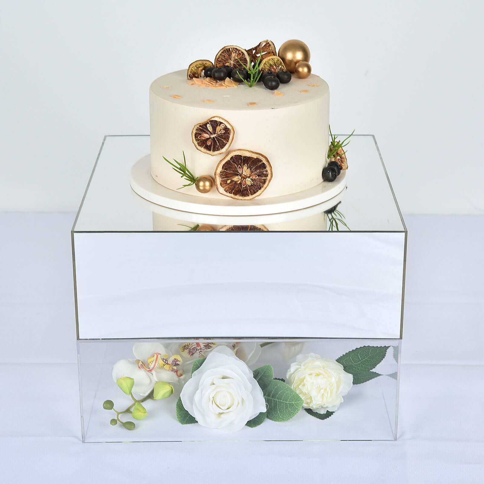 Acrylic Cake Box Stand Pedestal Riser 14"x14" Mirror Finish Silver - Hollow Bottom Display - Image 7