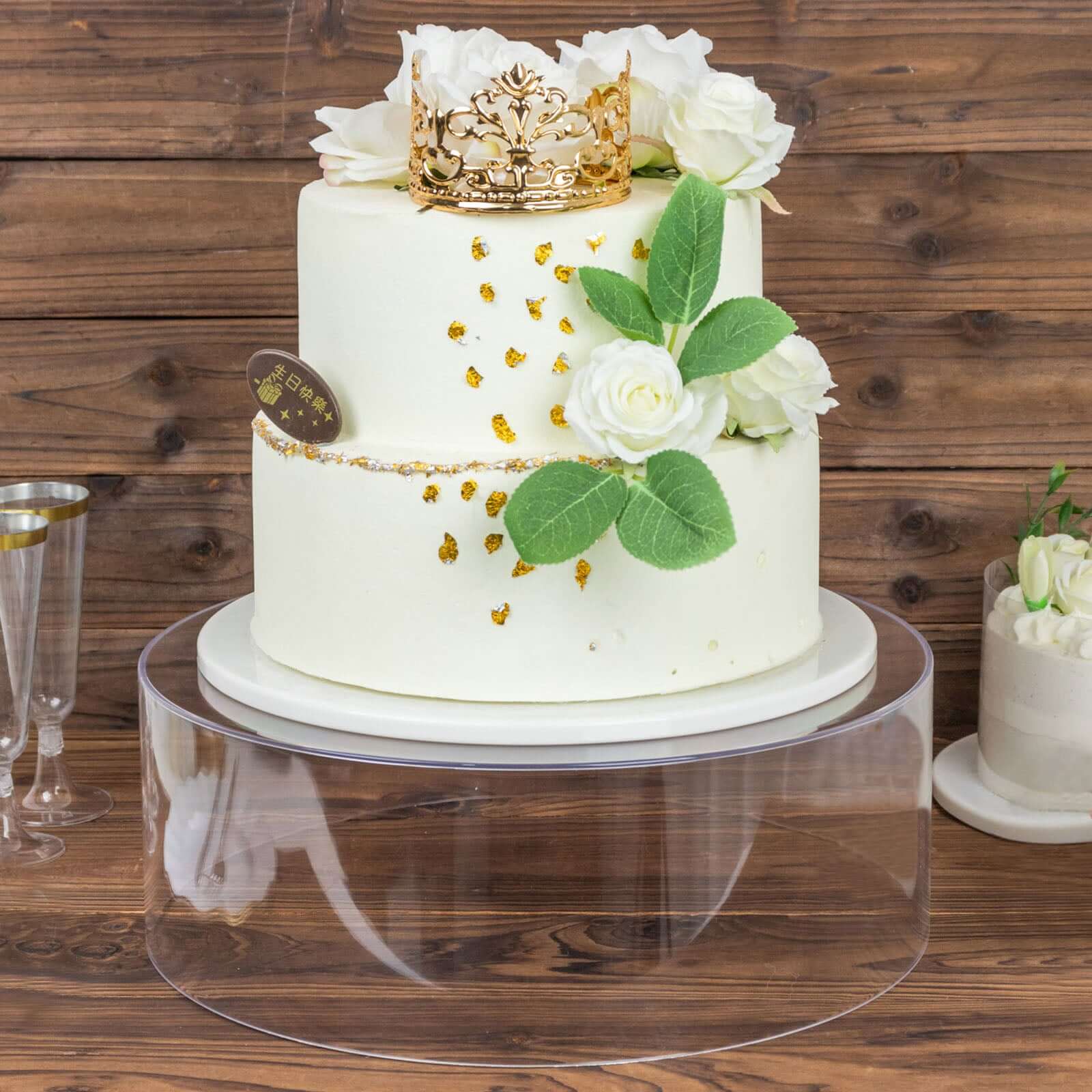 Acrylic Cake Stand 14" Round Transparent Display Box Clear - Fillable Pedestal Riser with Hollow Bottom - Image 7