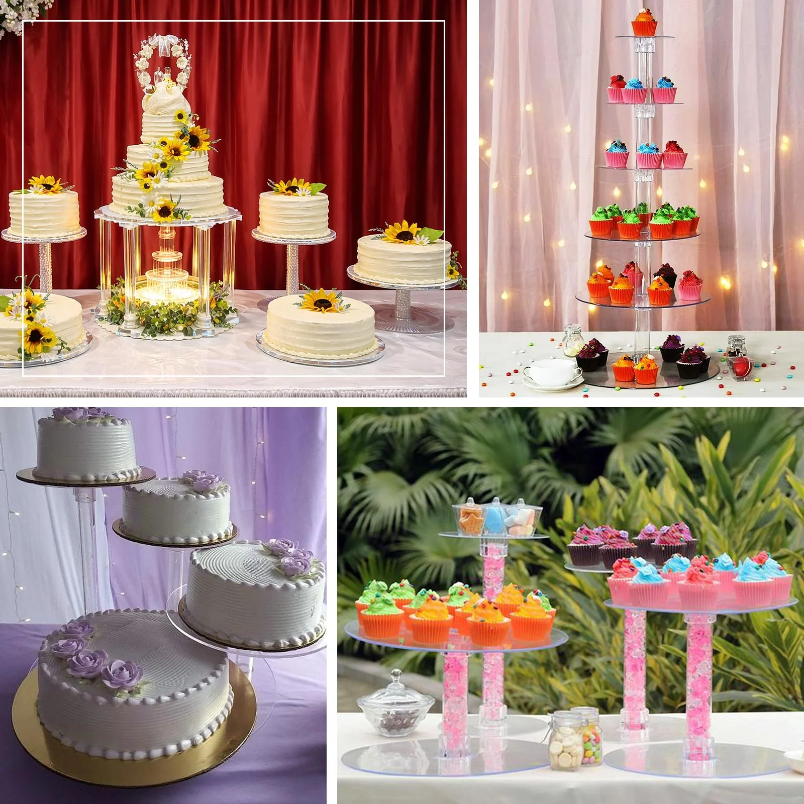 Acrylic Cake Stand Tubes 10" Clear DIY Customizable Design - Tiered Cupcake Dessert Tower Poles - Image 5