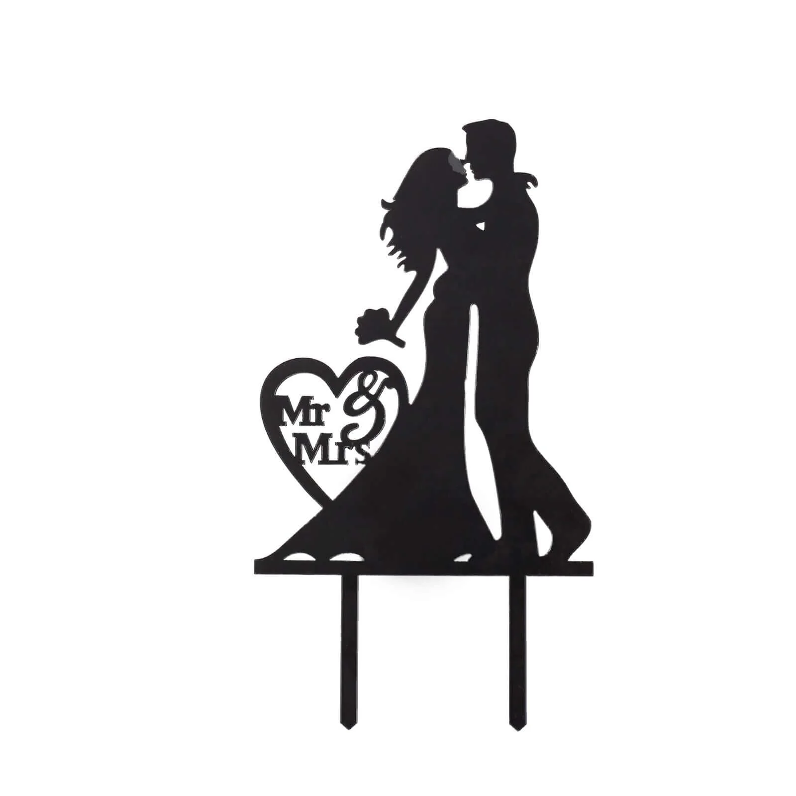 Acrylic Cake Toppers 7" Black Silhouette Design of Bride and Groom, Mr and Mrs Wedding Cake Topper - Wedding Cake Decoration Set - Image 7