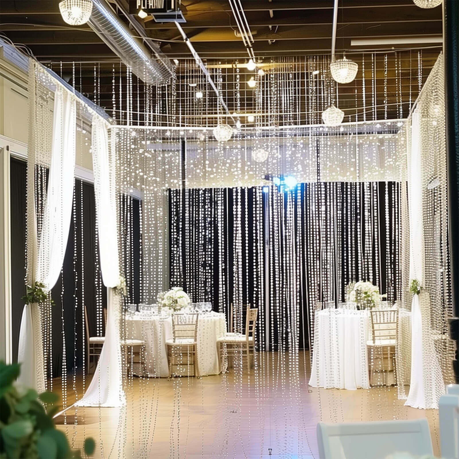Acrylic Crystal Beaded Curtain with Polyester Rod Pocket, 43 Strands Room Divider Clear Diamond Cut Beads Doorway String Curtain - 5ftx10ft - Image 3
