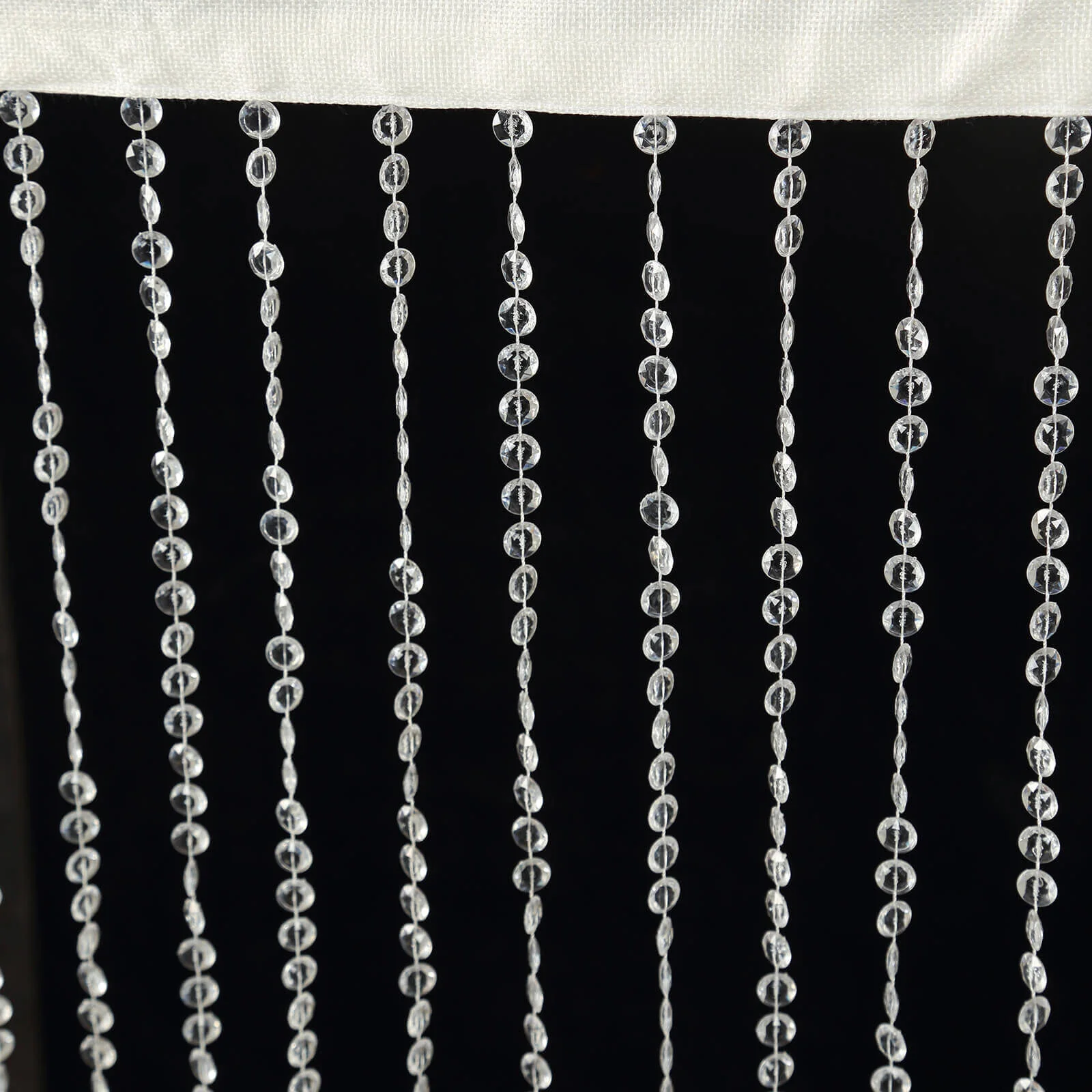 Acrylic Crystal Beaded Curtain with Polyester Rod Pocket, 43 Strands Room Divider Clear Diamond Cut Beads Doorway String Curtain - 5ftx16ft - Image 2