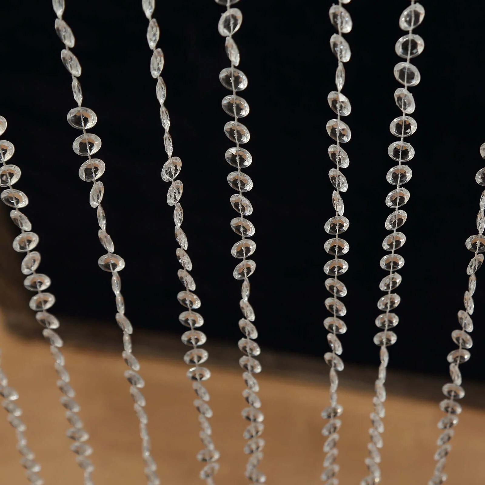 Acrylic Crystal Beaded Curtain with Polyester Rod Pocket, 43 Strands Room Divider Clear Diamond Cut Beads Doorway String Curtain - 5ftx16ft - Image 7