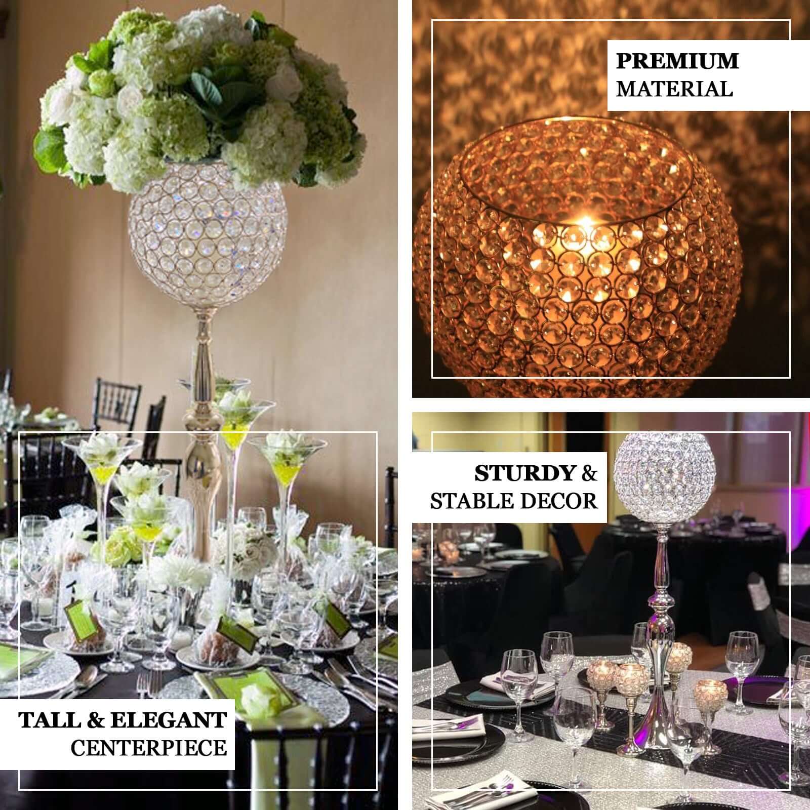 Acrylic Crystal Beaded Goblet Candle Holder 30" Gold - Majestic Flower Ball Centerpiece Stand for Wedding Party Event Decor - Image 4