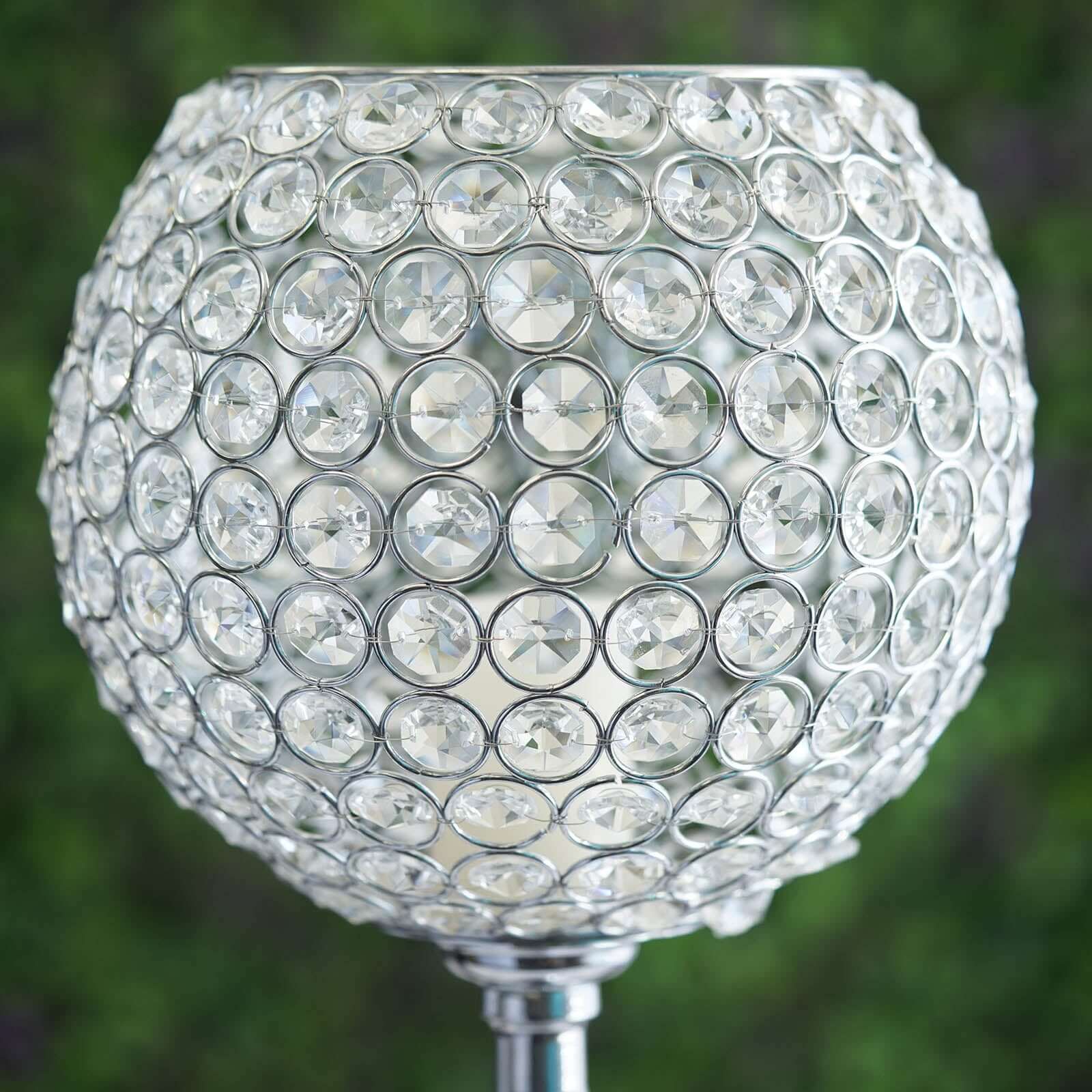 Acrylic Crystal Beaded Goblet Candle Holder 30" Silver - Majestic Flower Ball Centerpiece Stand for Wedding Party Event Decor - Image 7