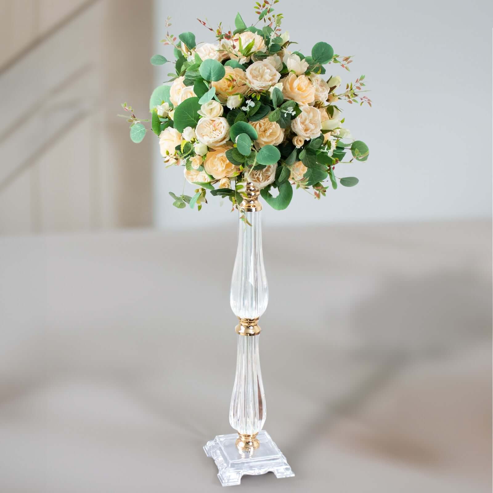 Acrylic Crystal Pillar Candle Stand 24" Gold/Clear - Table Centerpiece and Wedding Flower Bowl Pedestal - Image 7