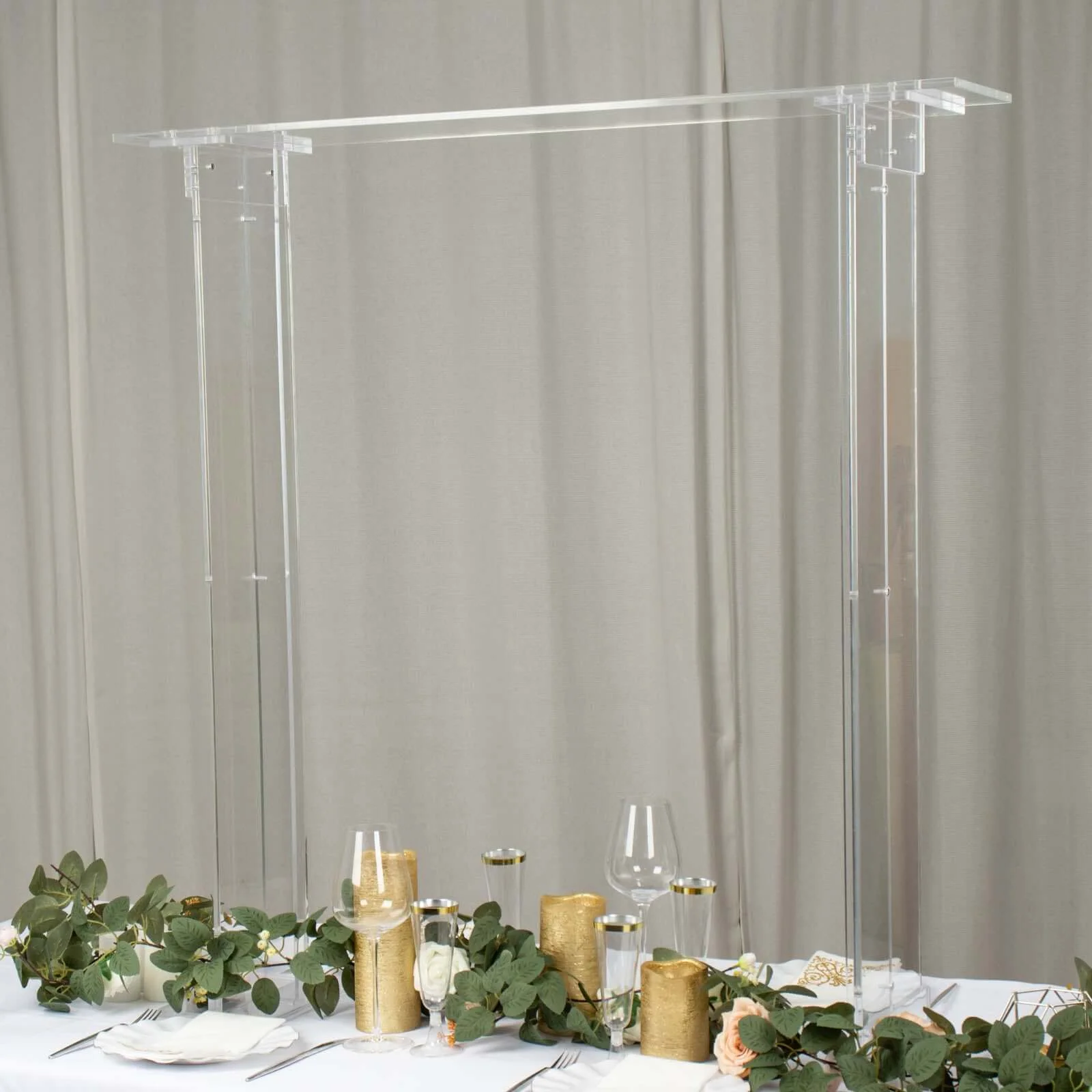 Acrylic Flower Stand Rectangular Design 40" Clear - Long Floral Frame Wedding Table Centerpiece - Image 2