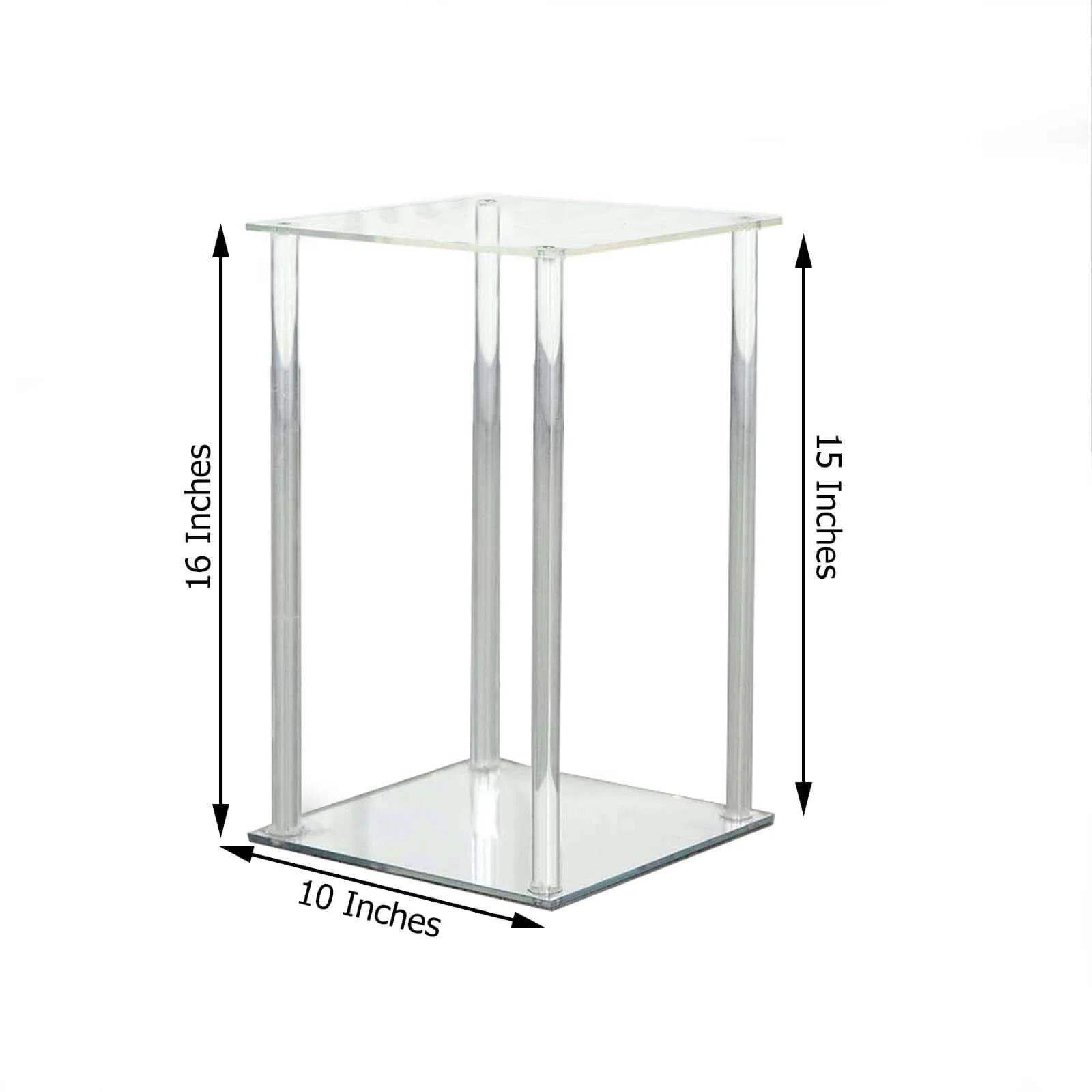 Acrylic Flower Vase Pillar Stand 16" Clear with Square Mirror Base - Decorative Wedding Table Centerpiece - Image 3