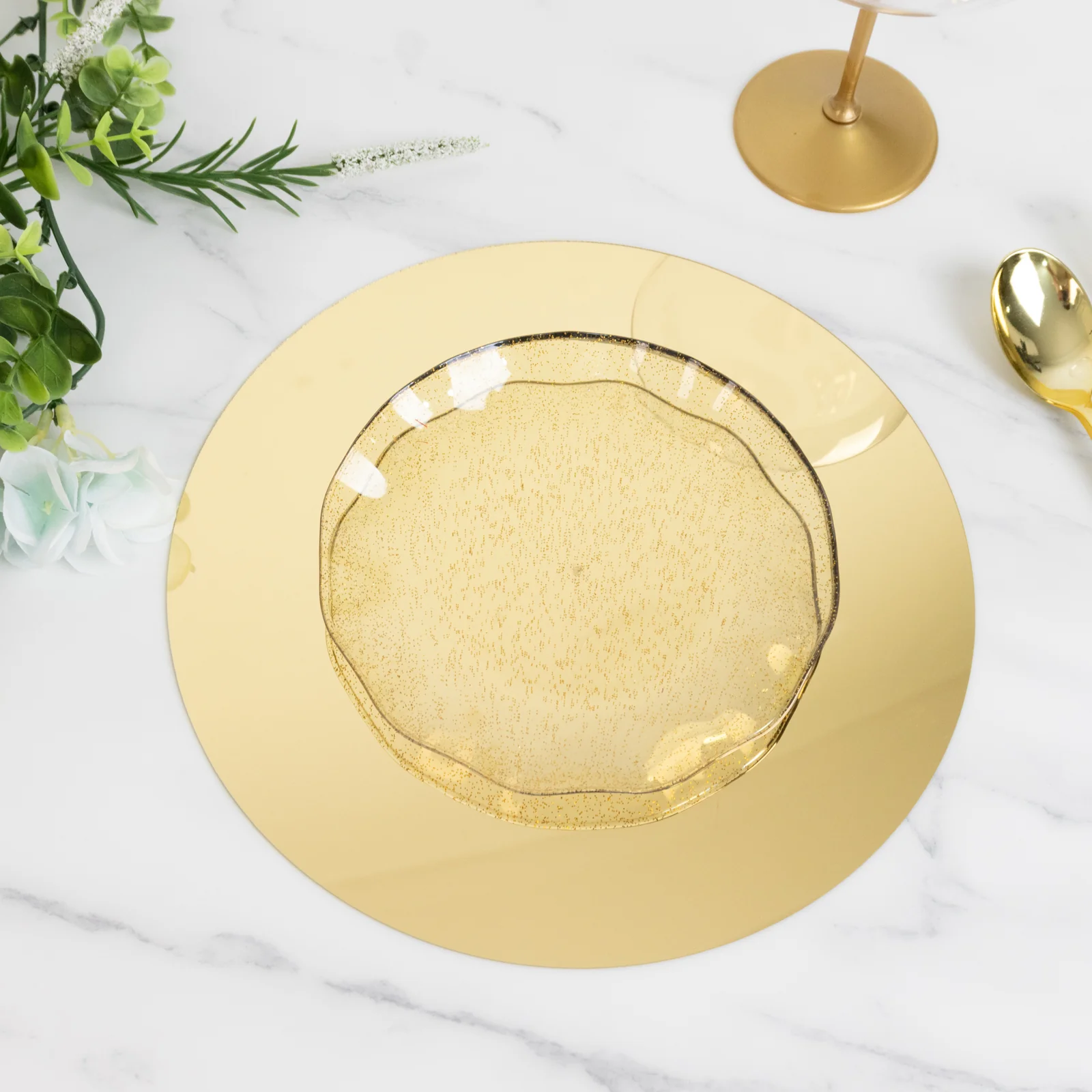 10-Pack Acrylic Mirror Tray 10" Round Gold Circle Candle Plate - Decorative Centerpiece Bases - Image 4