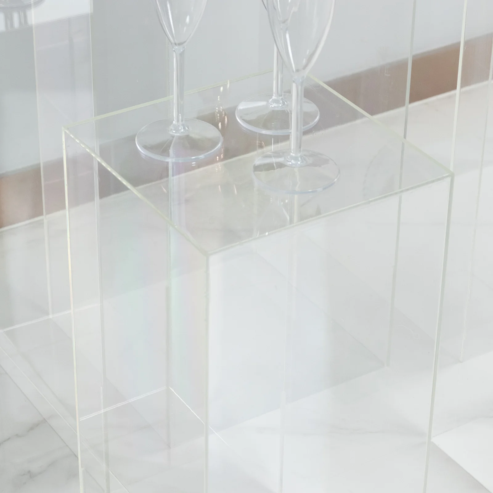 Set of 5 Clear Acrylic Pedestal Risers – Pre-Assembled Rectangular Display Stands for Weddings, Events & Product Showcases – 20", 22", 24", 28", 32" - Image 8