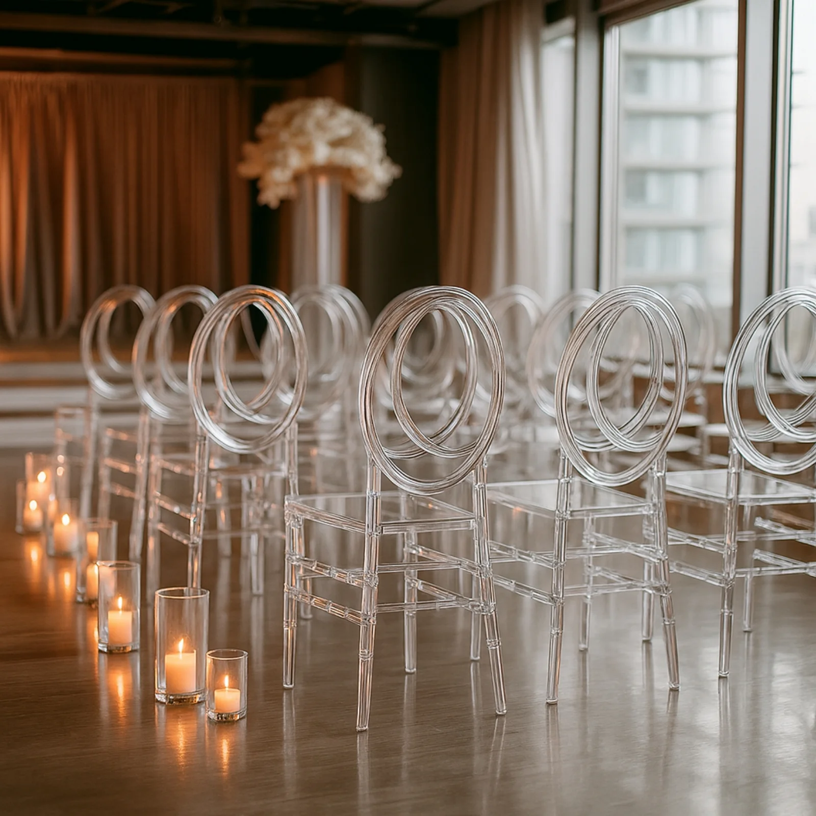 8-Pack Acrylic Phoenix Chiavari Ghost Chairs Transparent Resin Stackable with Oval Back Clear – Armless Design for Events - Image 6