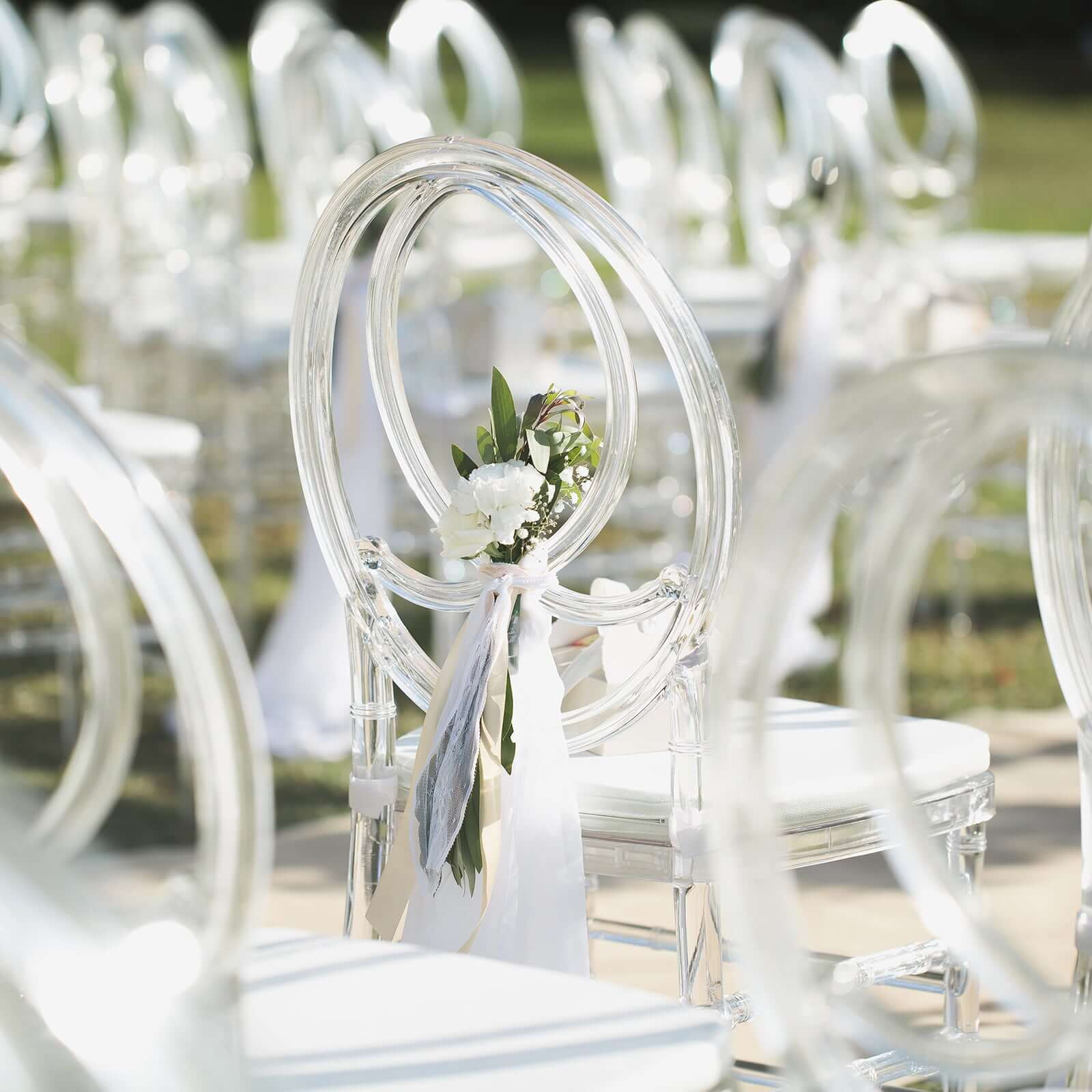 Acrylic Phoenix Chiavari Ghost Chair Transparent Resin Stackable with Oval Back Clear - Armless Design for Events - Image 2