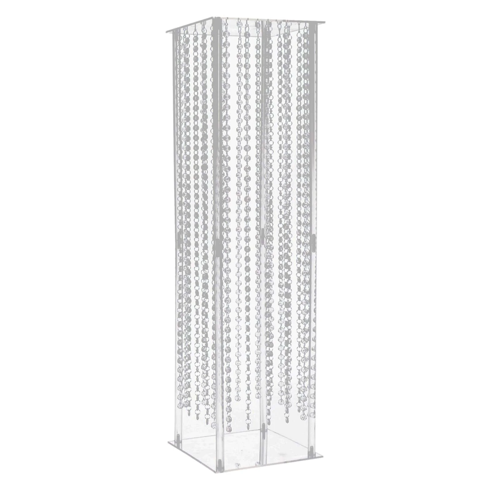 Acrylic Flower Pedestal Vase Pillar Stand 32" Clear with Crystal Beads - Heavy Duty Wedding Floor Centerpiece - Image 8