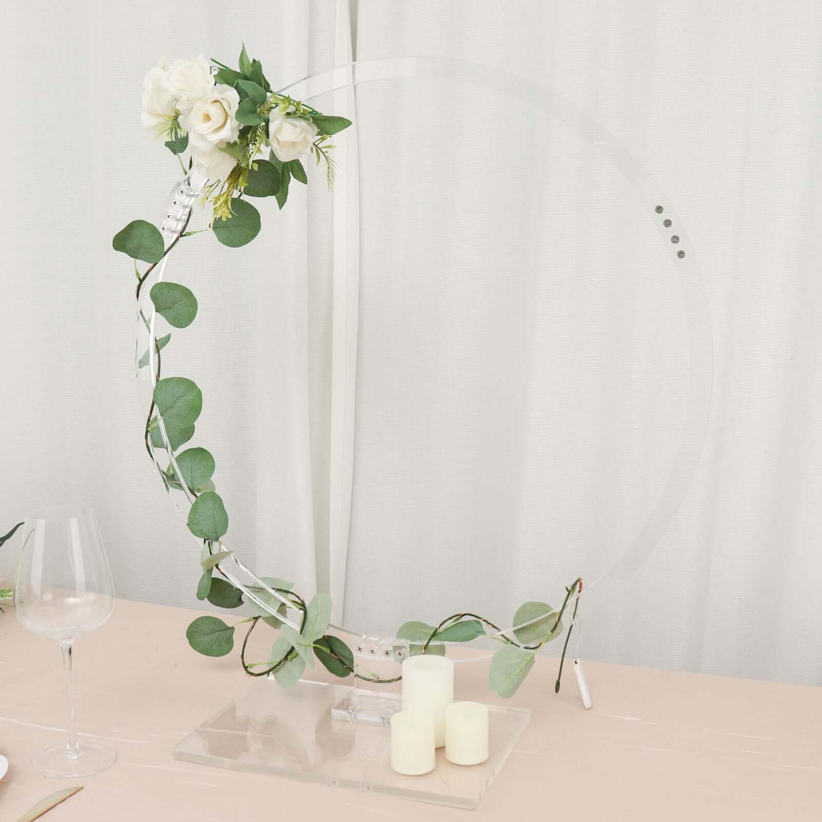 Acrylic Table Wedding Arch Hoop Stand Centerpiece Round 26" Clear - Wreath Tabletop Decor for Events - Image 5