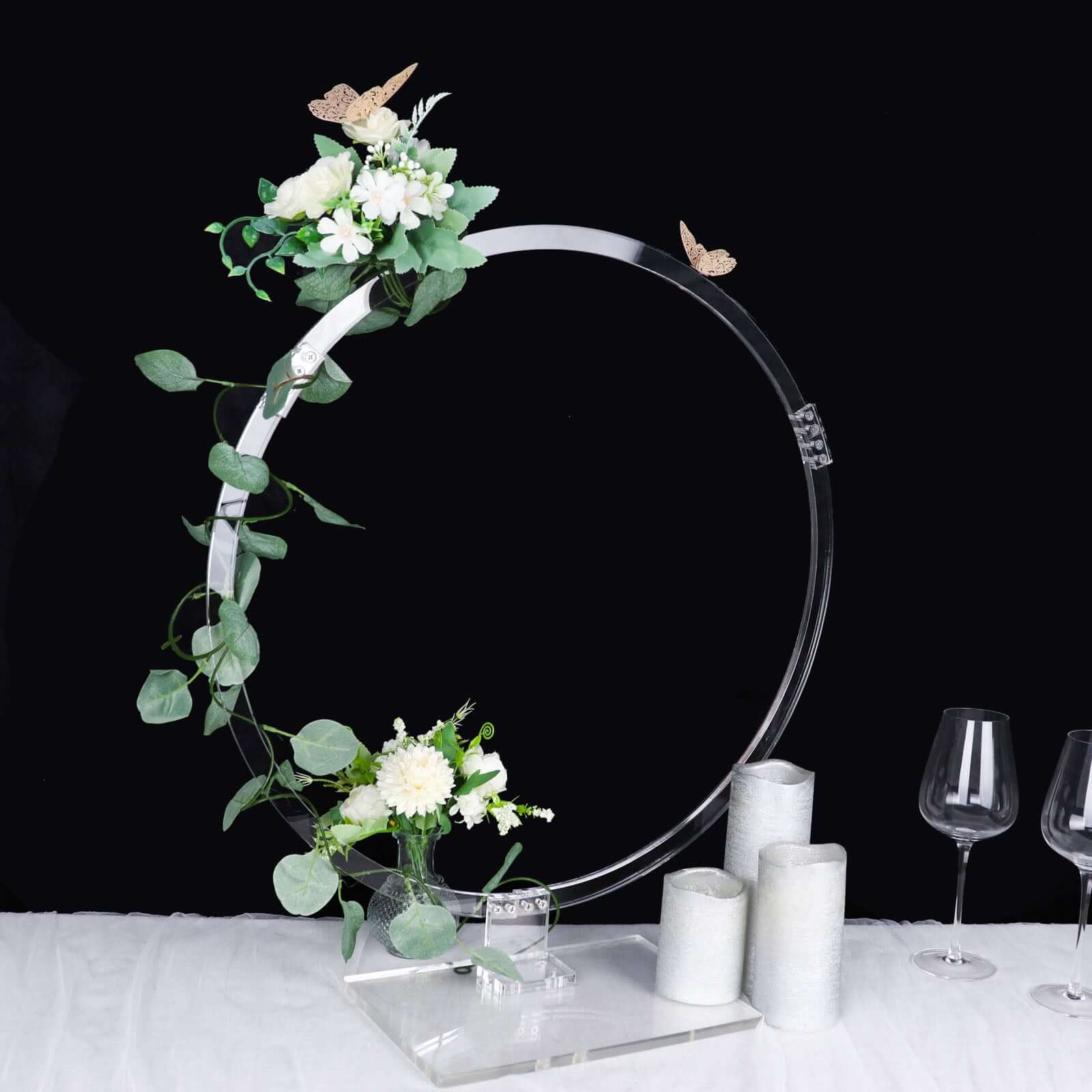 Acrylic Table Wedding Arch Hoop Stand Centerpiece Round 26" Clear - Wreath Tabletop Decor for Events - Image 6