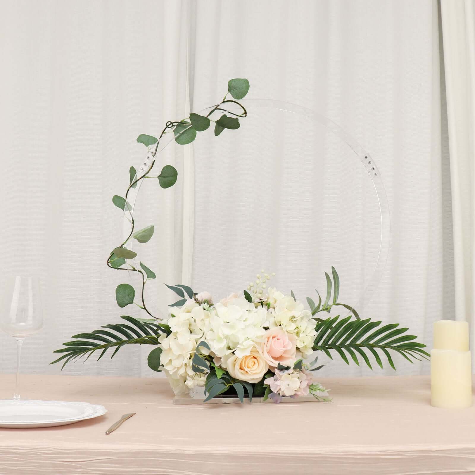 Acrylic Table Wedding Arch Hoop Stand Centerpiece Round 26" Clear - Wreath Tabletop Decor for Events - Image 8