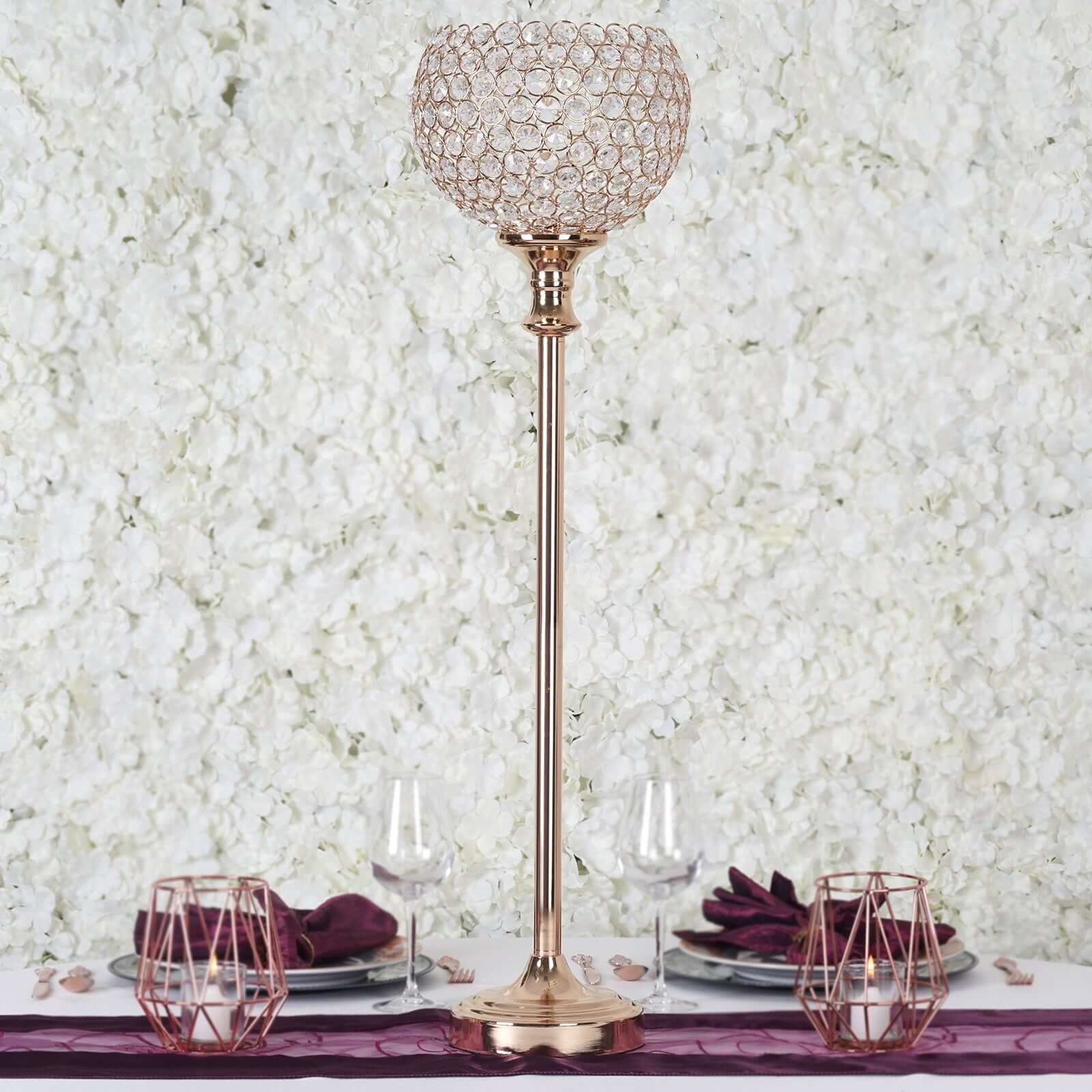 Acrylic Votive Candle Holder 37" Crystal Goblet Design Gold - Table Centerpiece for Weddings - Image 7