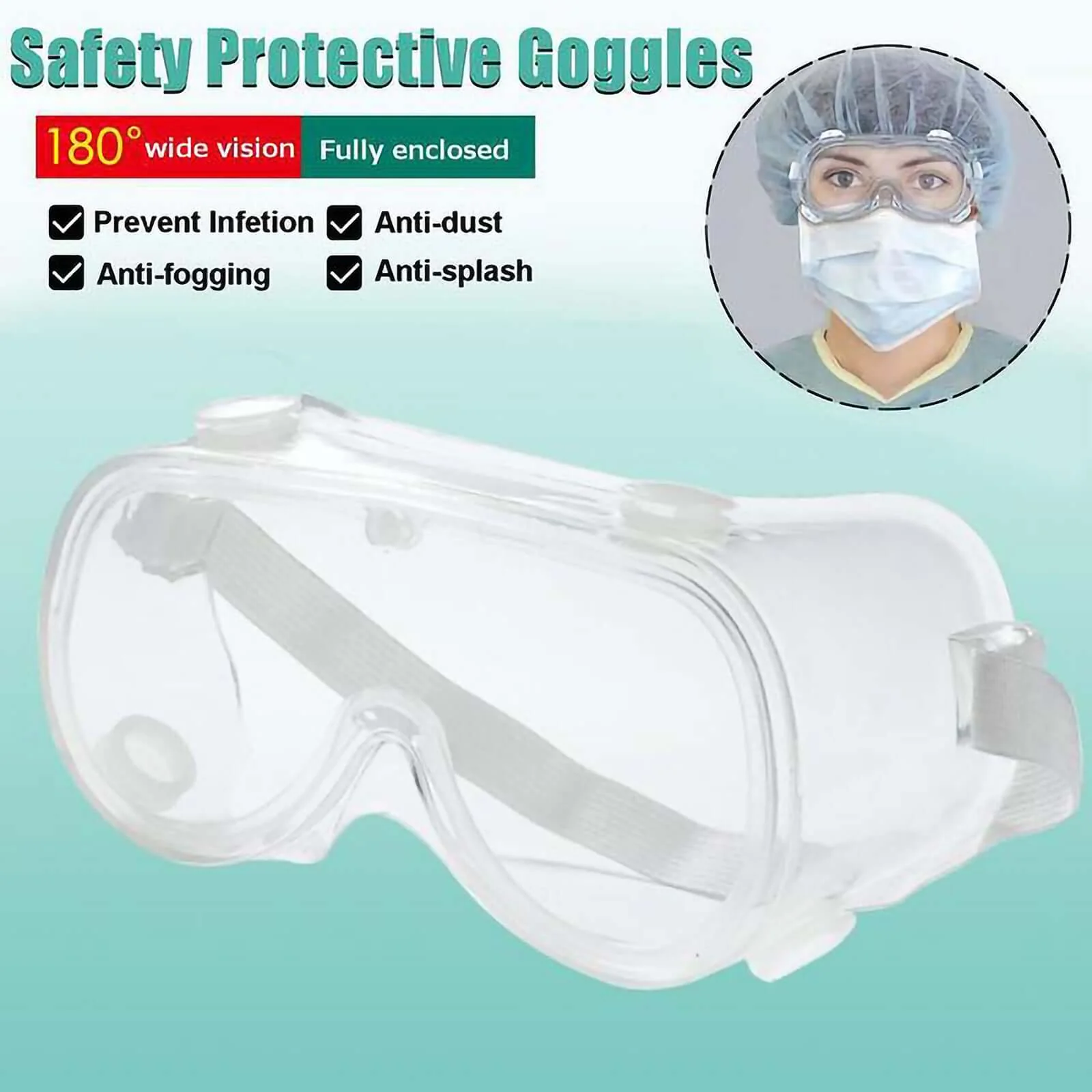 Adjustable Protective Goggles, Safety Eyewear With Anti Fog Coating and Air Vents - Image 6