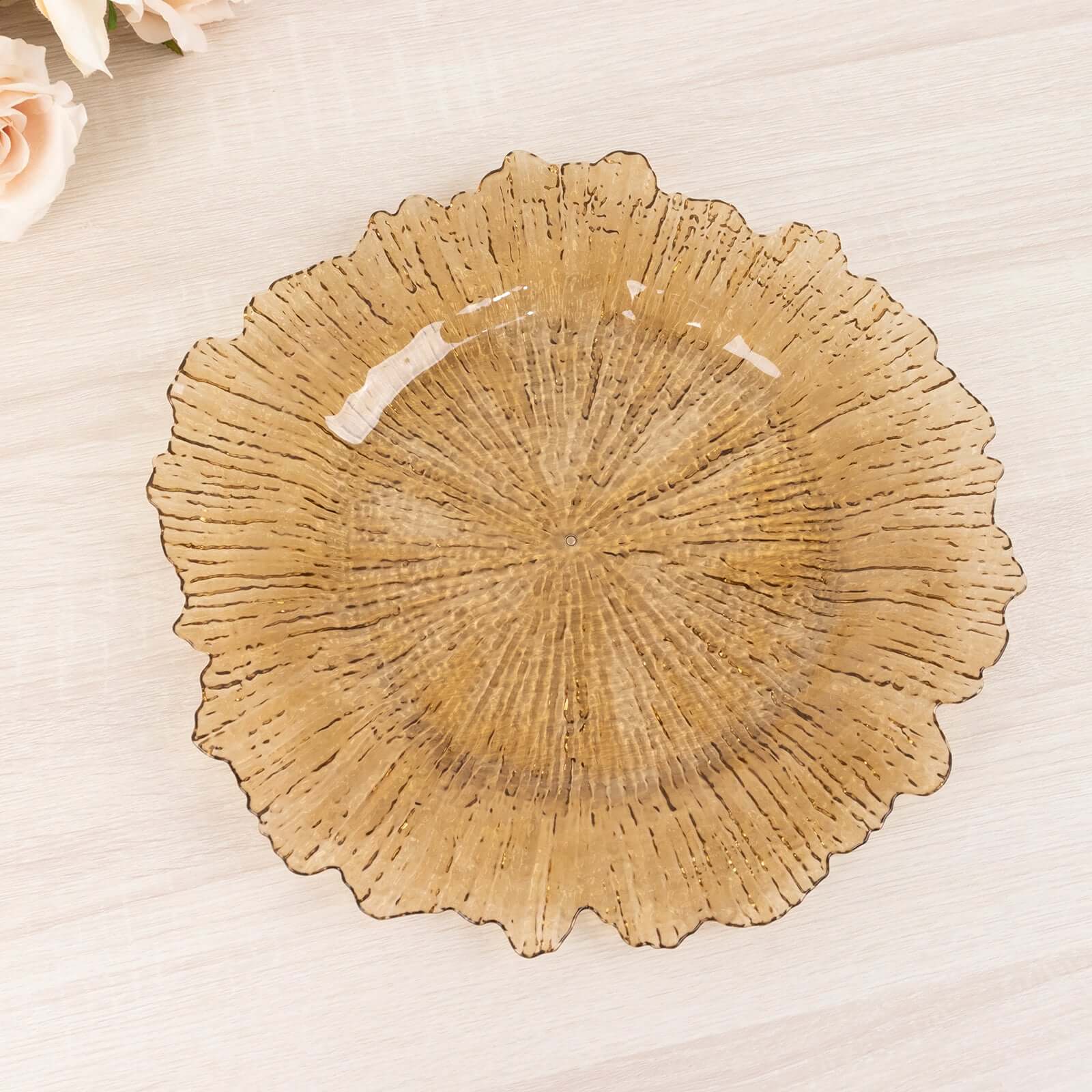 6-Pack Acrylic Plastic Charger Plates 13" Round Amber Gold Reef Design - Decorative Dinner Charger Tableware - Image 7