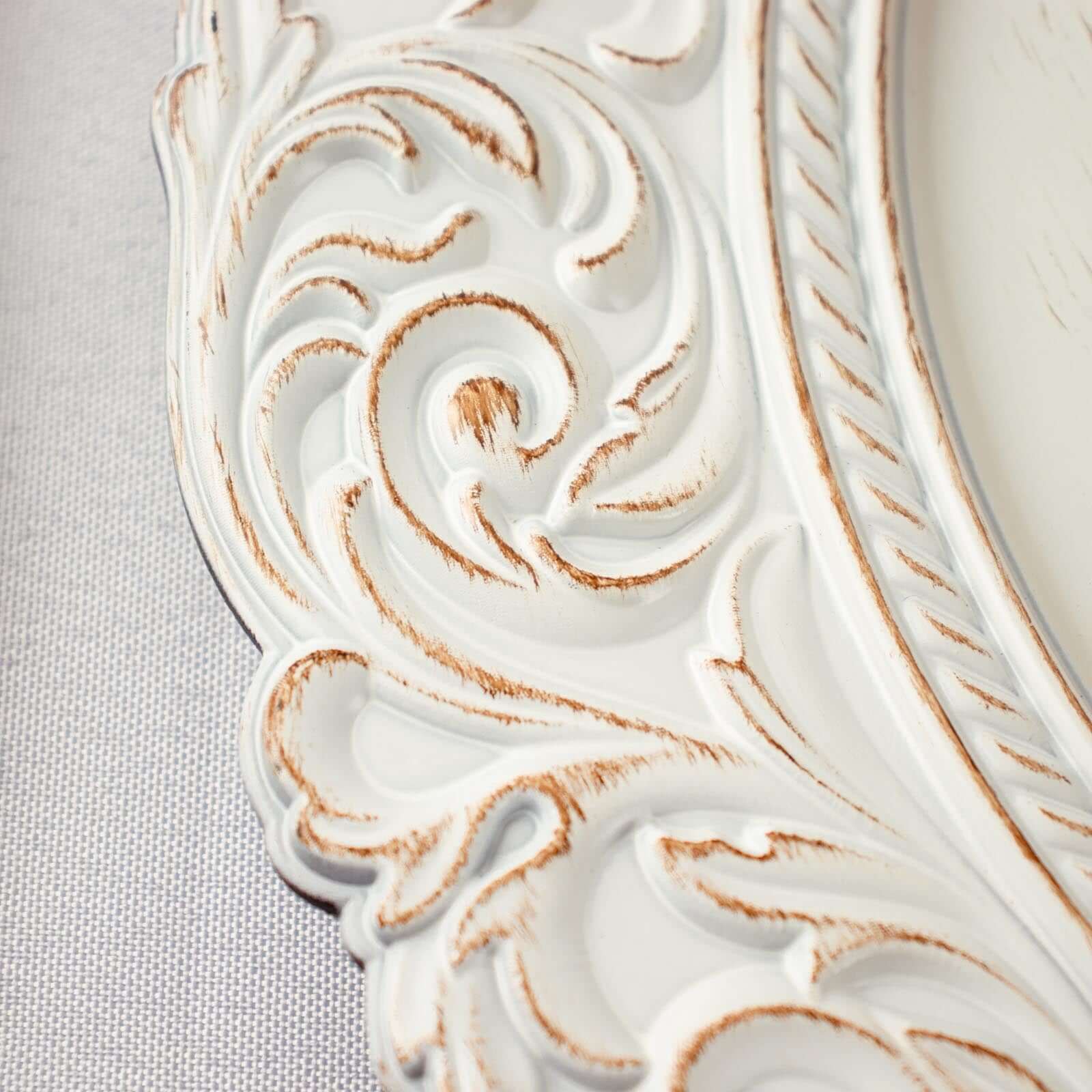 6-Pack Acrylic Charger Plates 14" Round Antique White Gold with Engraved Baroque Rim - Vintage Disposable Decorative Chargers - Image 8