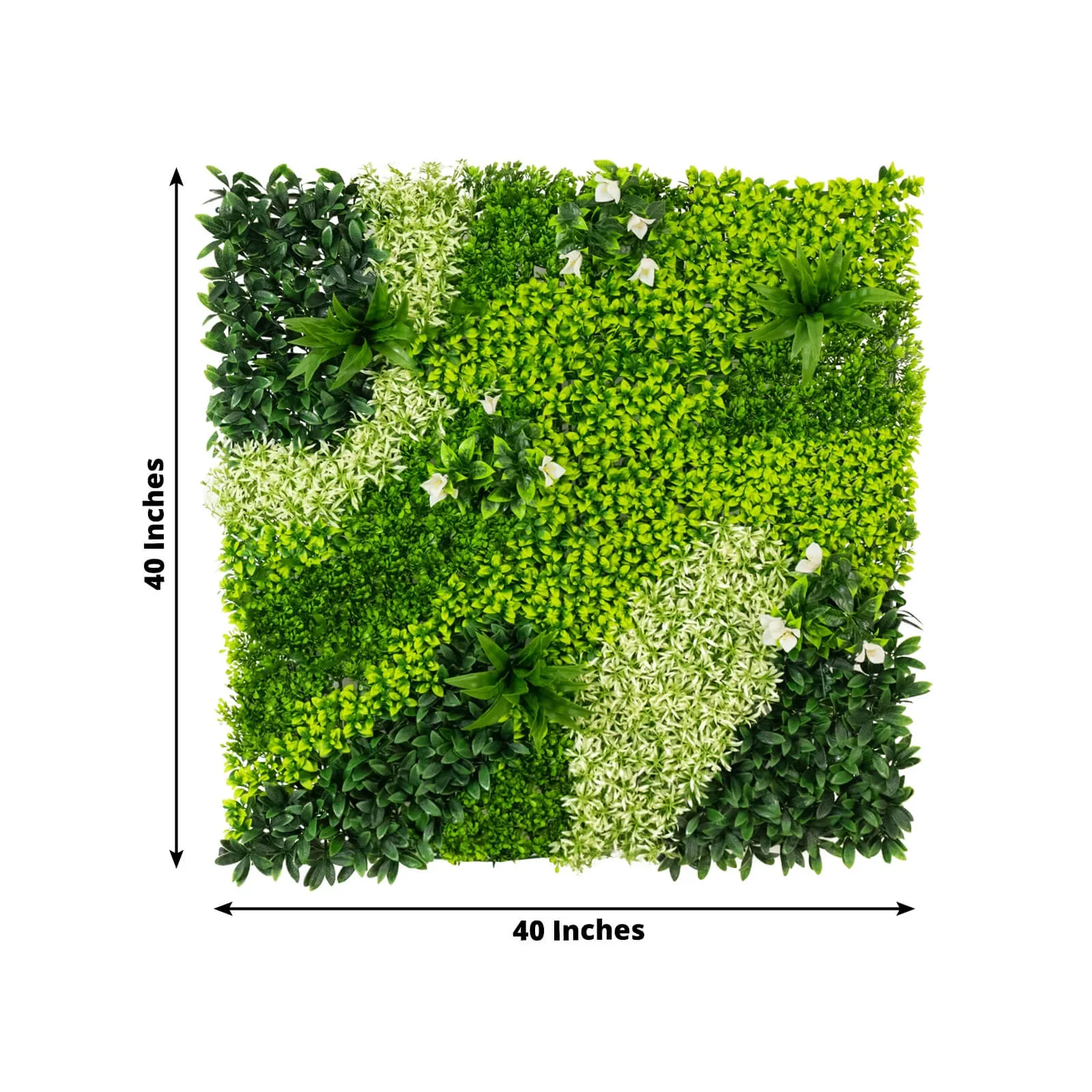 Artificial Boxwood Hedge Panels 40"×40" – Greenery Wall Backdrop with Variegated Leaves and White Flowers, Outdoor UV-Protected Grass Wall Mat – 2 Panels, Covers 22 Sq. Ft. - Image 3