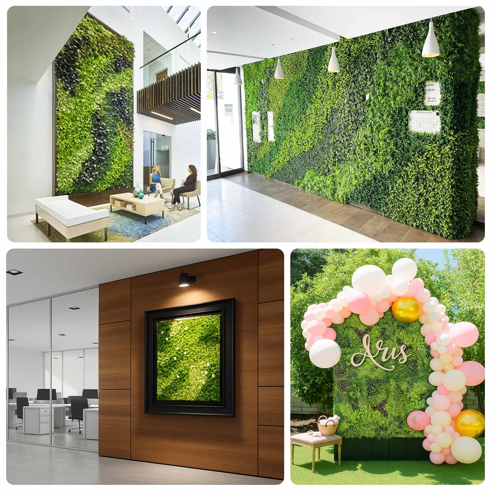 Artificial Boxwood Hedge Panels 40"×40" – Greenery Wall Backdrop with Variegated Leaves and White Flowers, Outdoor UV-Protected Grass Wall Mat – 2 Panels, Covers 22 Sq. Ft. - Image 5