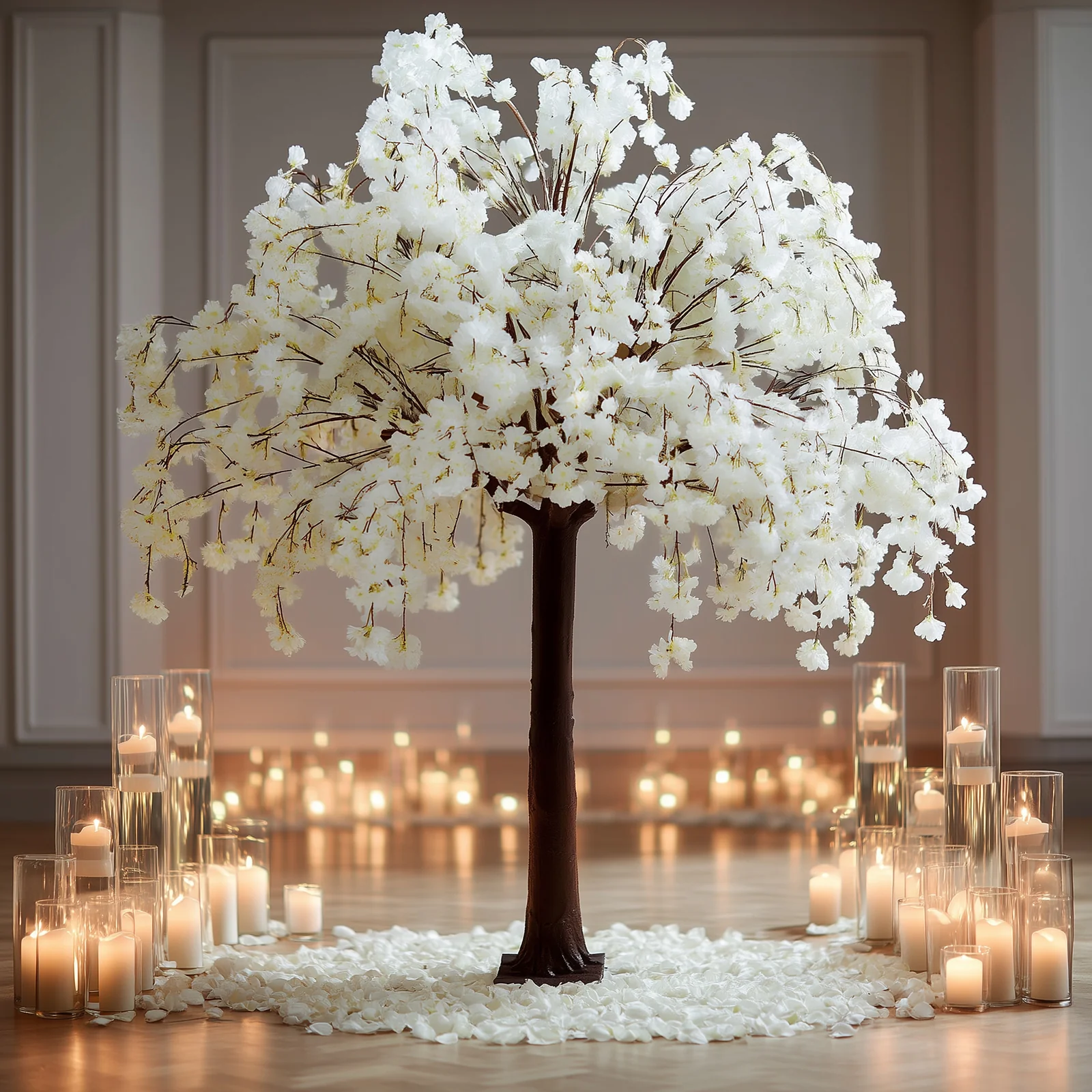 Artificial Cherry Blossom Tree 8ft White – Silk Sakura Wishing Tree with Fiberglass Trunk & Sturdy Metal Base - Image 2
