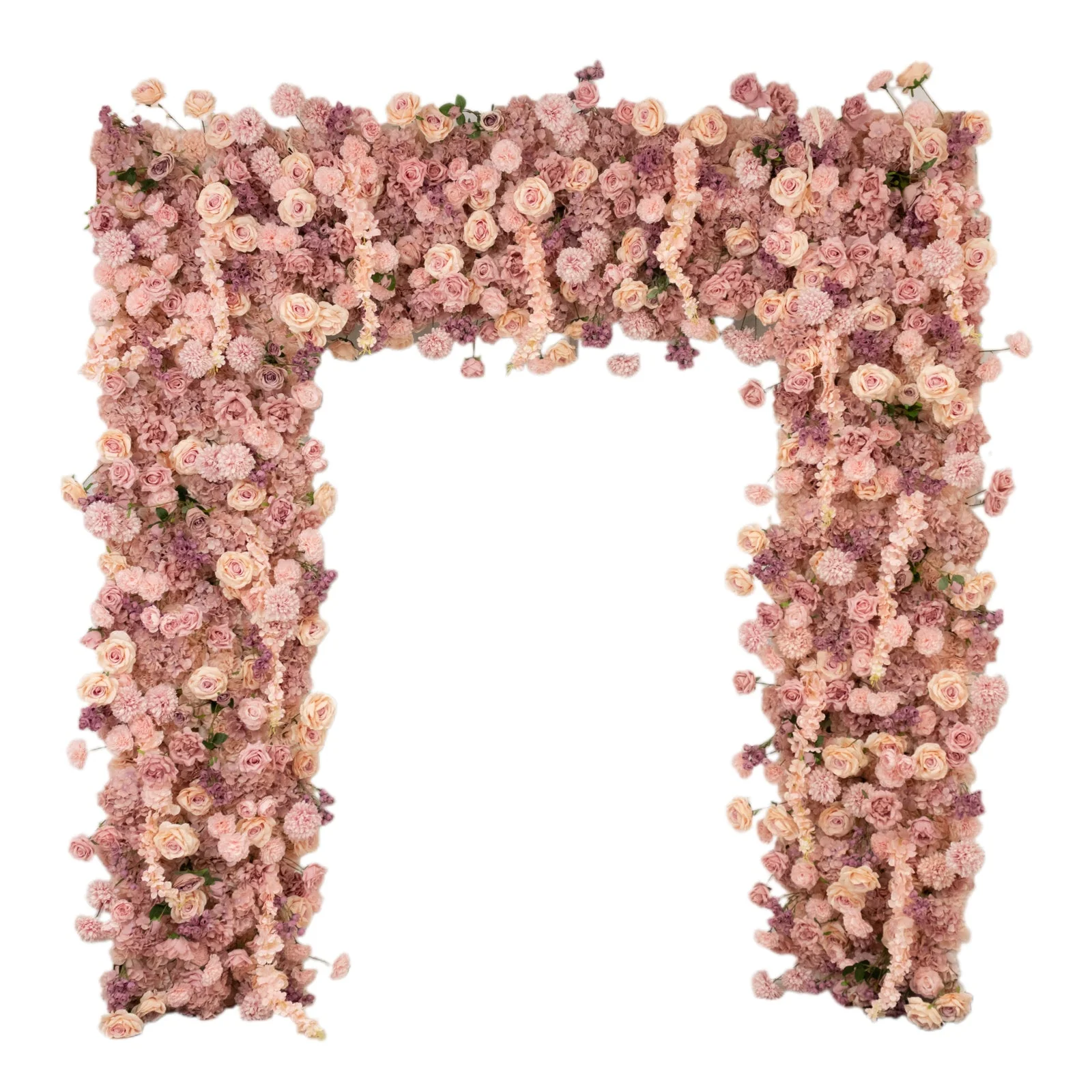 Roll Up Flower Backdrop for Arch Stand - Dusty Rose with Fabric Backing, 8ftx8ft - Artificial Silk Roses, Hydrangeas & Chrysanthemums for Wedding Backdrop - Image 7