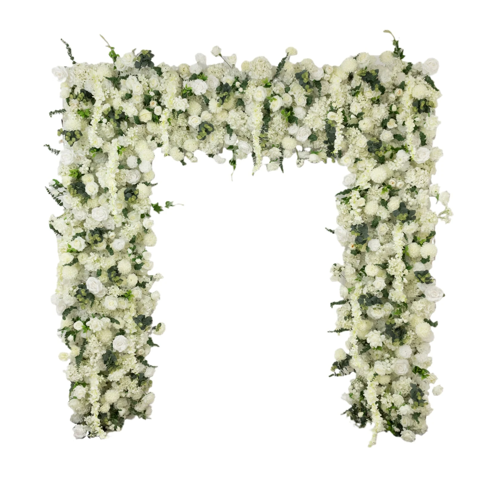 Roll Up Flower Backdrop for Arch Stand - White with Fabric Backing, 8ftx8ft - Artificial Silk Roses, Hydrangeas & Chrysanthemums for Wedding Backdrop - Image 8