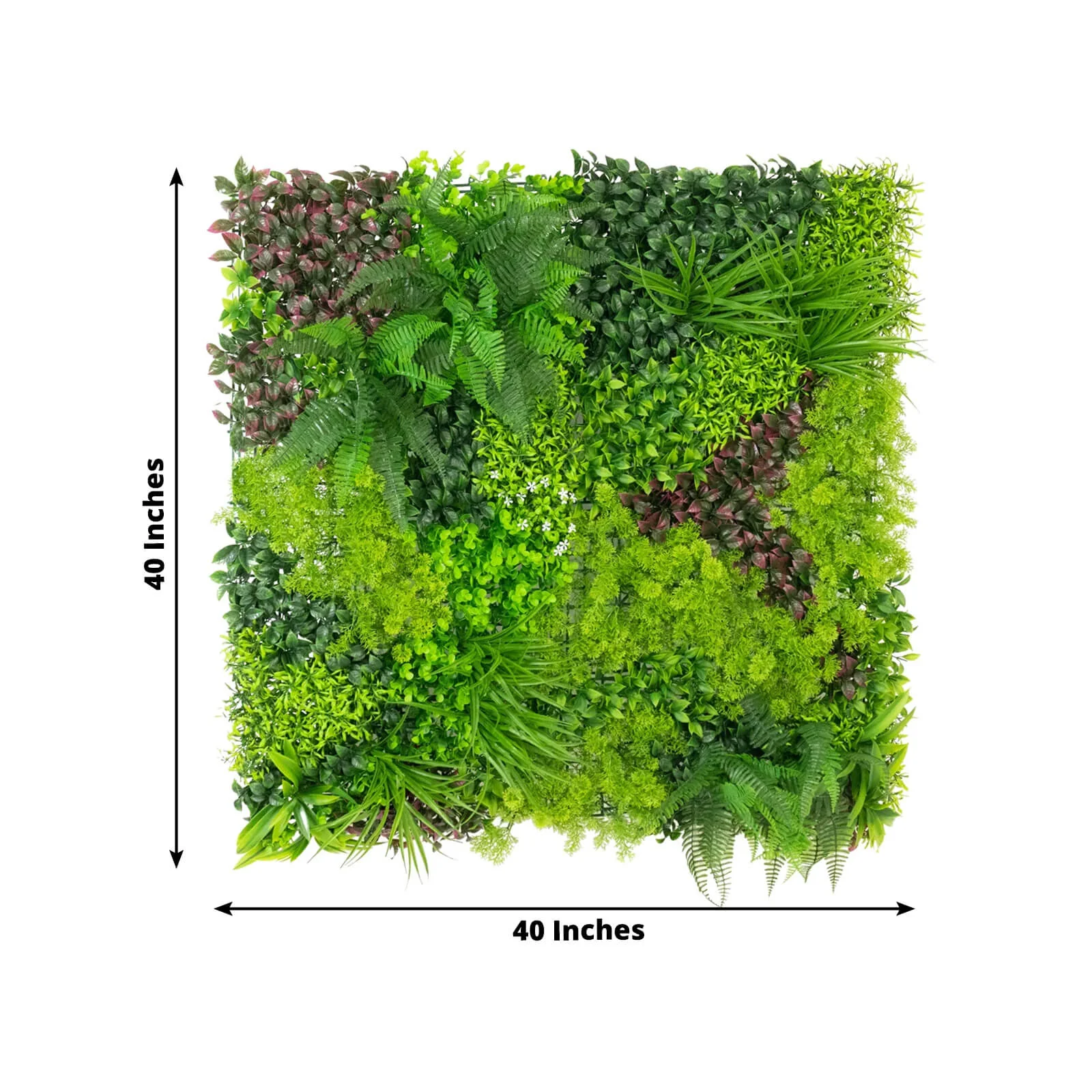 Artificial Grass Wall Panels, 40"×40" Greenery Backdrop with Mixed Fern and Ivy Leaves, Outdoor UV-Protected Grass Wall Mat for Events – 2 Panels, Covers 22 Sq. Ft. - Image 3