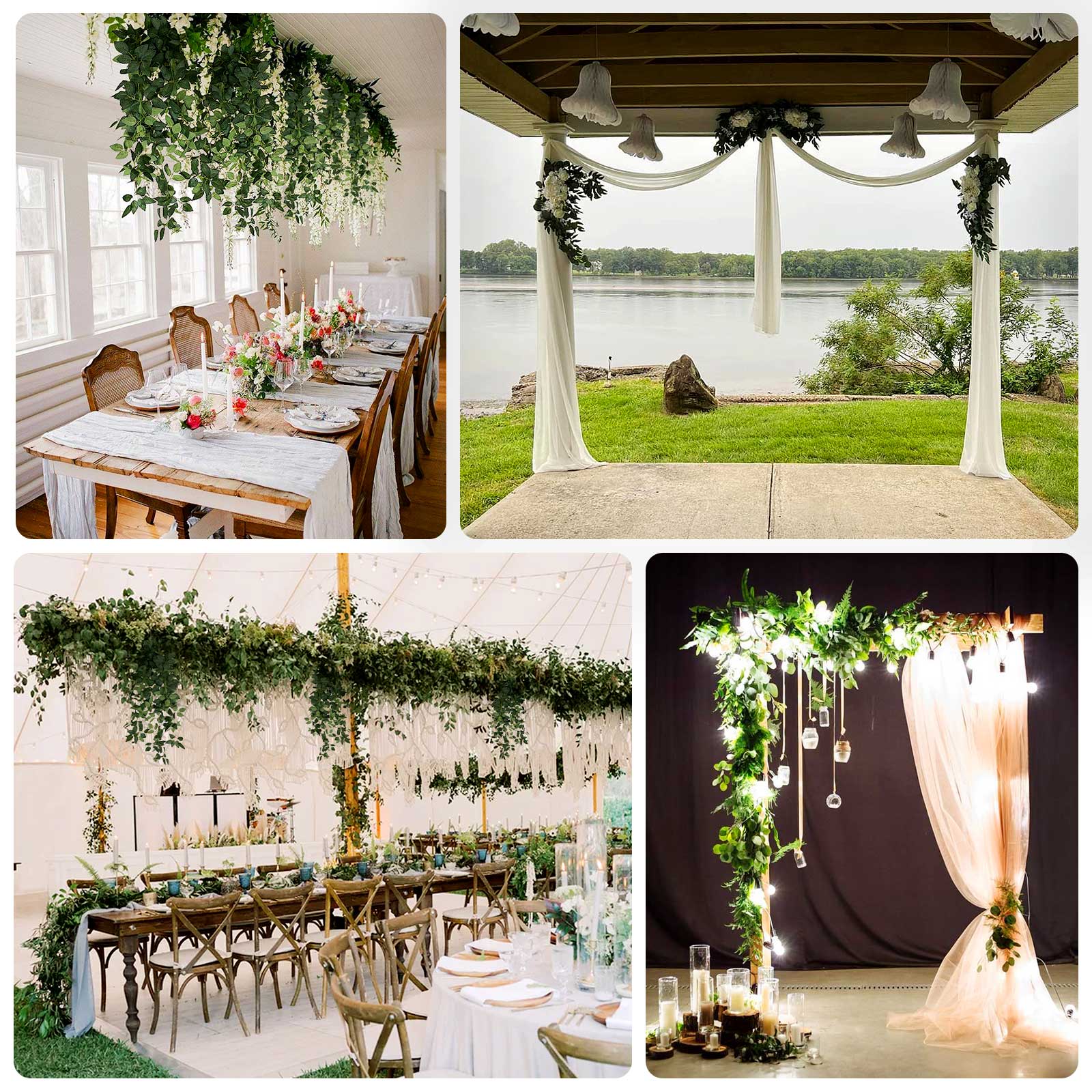 3-Pack Artificial Hanging Greenery Bushes – 40" Silk Rose Leaf Vines for Indoor Wall Decor, Garden & Wedding Backdrop - Image 5