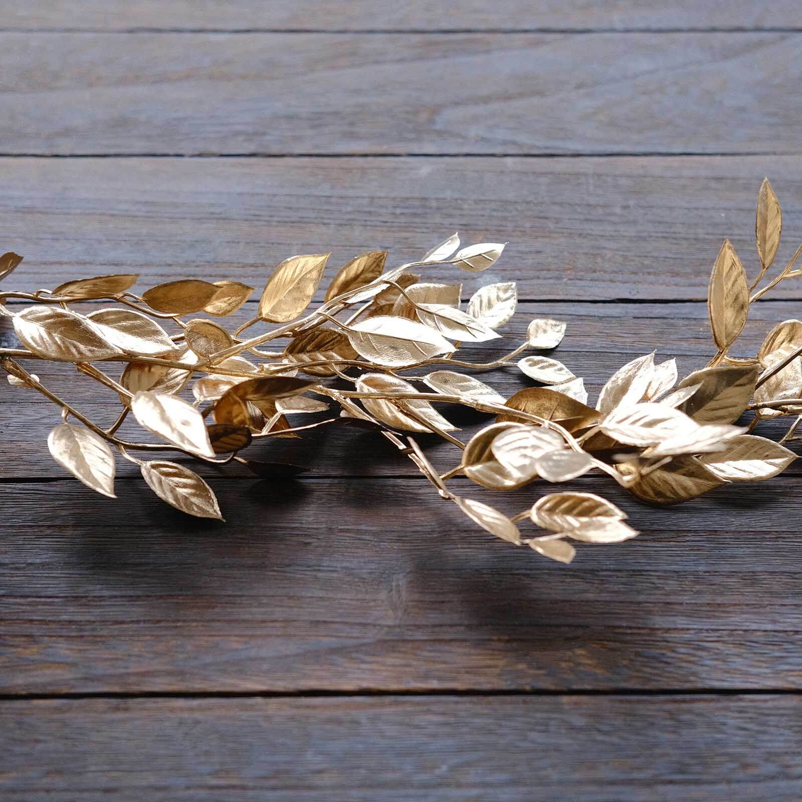Artificial Magnolia Leaf Table Garland 6ft Metallic Gold - Easy to Use & Style DIY Craft Hanging Vine Wreath - Image 2