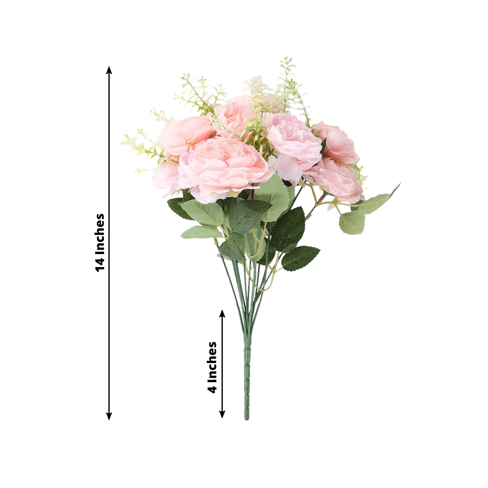 2-Pack Artificial Peony Flower Bouquet – 14" Blush Silk Floral Arrangement for Wedding Centerpieces, Home or Table Decor - Image 2