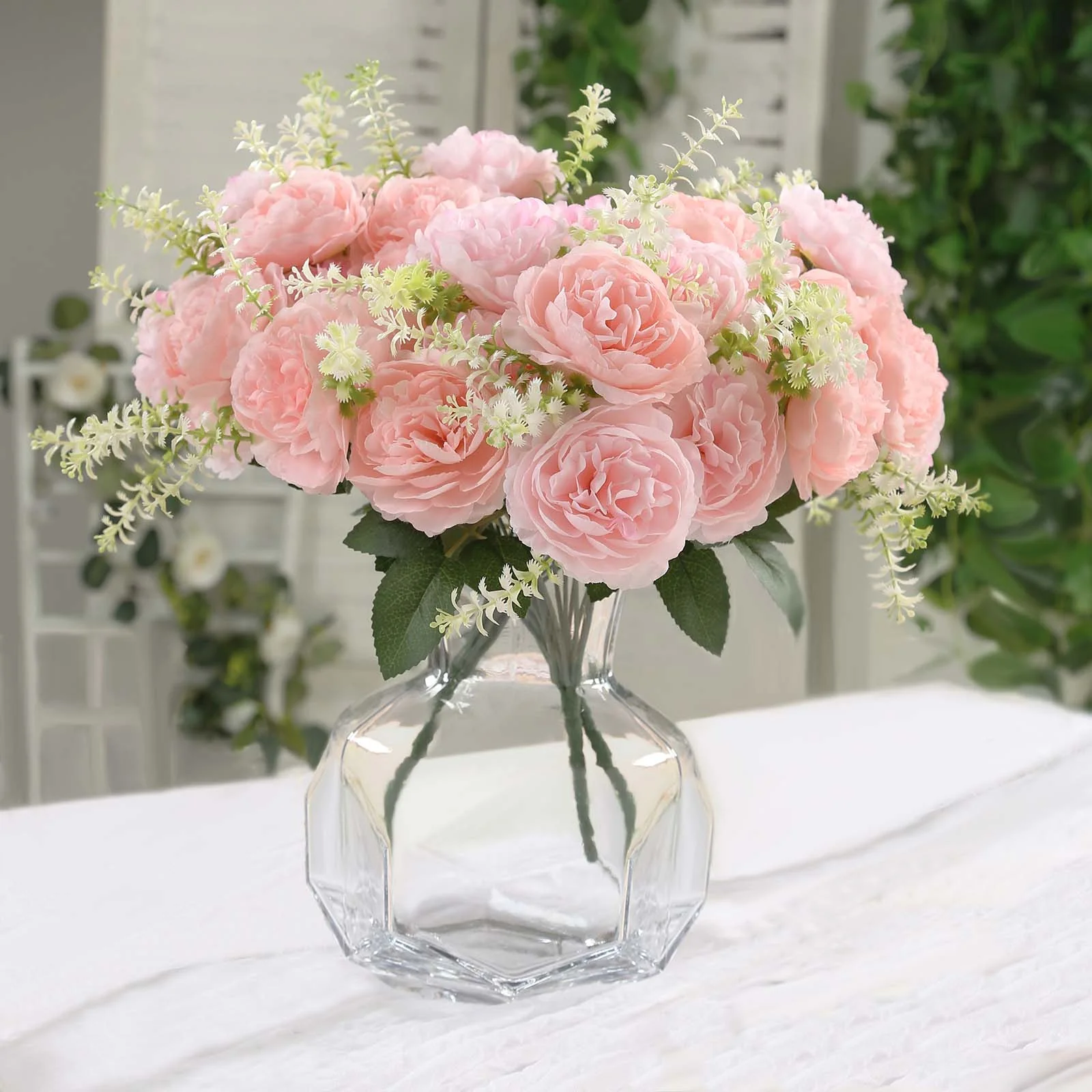 2-Pack Artificial Peony Flower Bouquet – 14" Blush Silk Floral Arrangement for Wedding Centerpieces, Home or Table Decor - Image 8