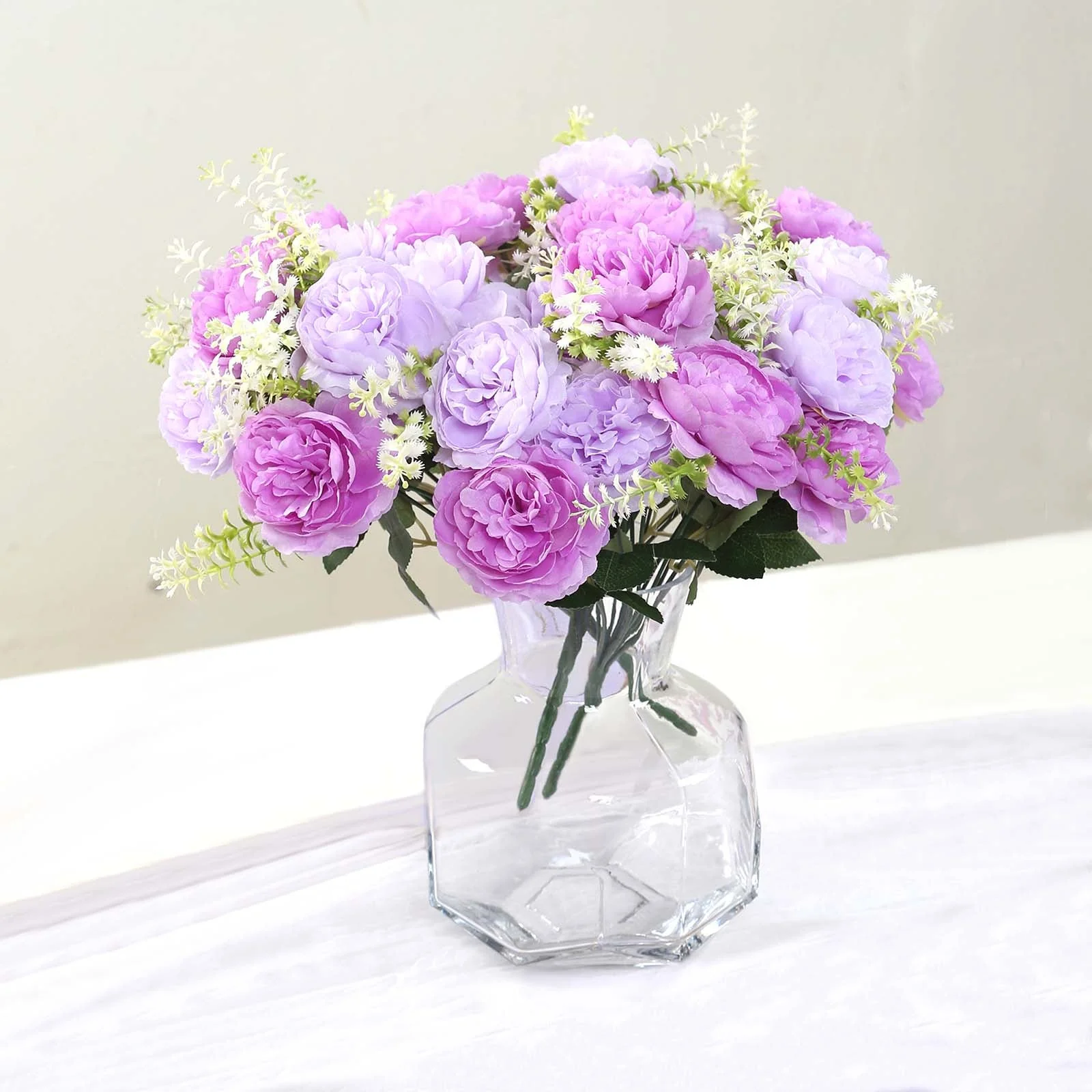 2-Pack Artificial Peony Flower Bouquet – 14" Lavender Lilac Silk Floral Arrangement for Wedding Centerpieces, Home or Table Decor - Image 8
