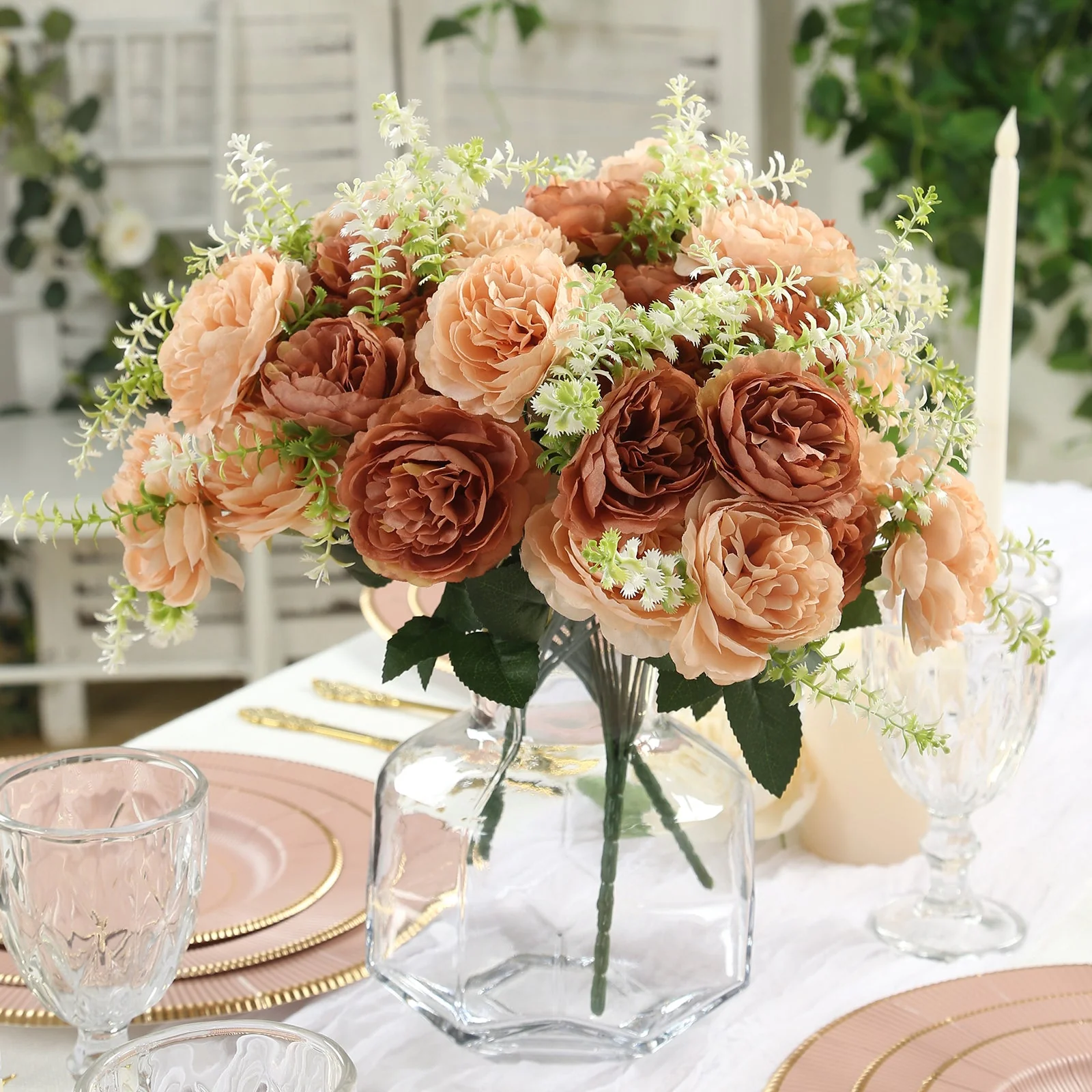 2-Pack Artificial Peony Flower Bouquet – 14" Natural Silk Floral Arrangement for Wedding Centerpieces, Home or Table Decor - Image 6