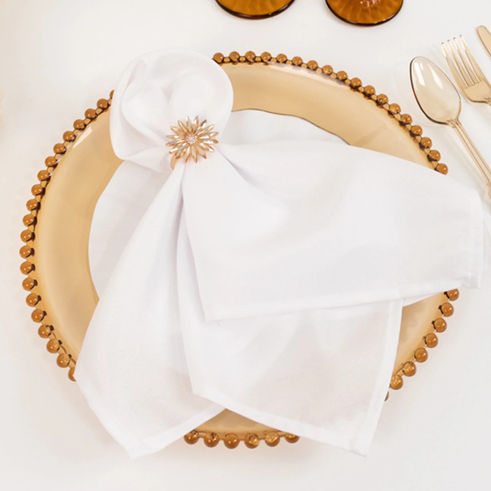6-Pack Acrylic Charger Plates 13" Round Amber Gold with Beaded Rim - Decorative Dinner Party Charger Tableware - Image 4